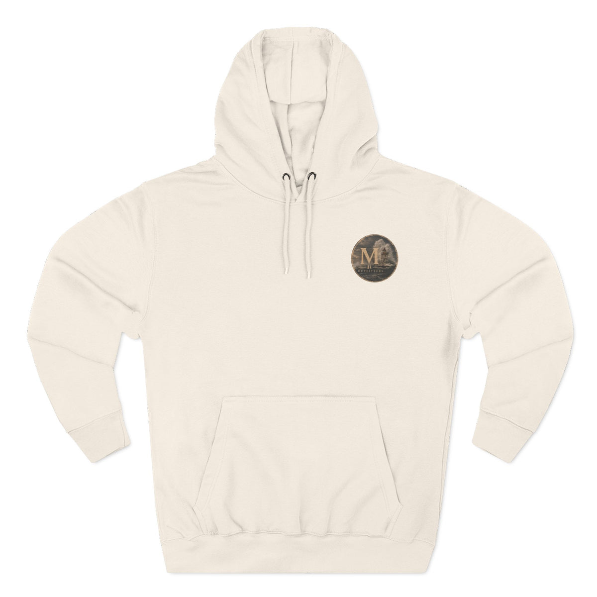 Minimal Monogram Circle Hoodie — Subtle Gold "M" Chest Logo