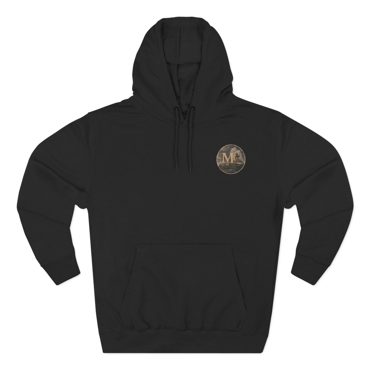 Minimal Monogram Circle Hoodie — Subtle Gold "M" Chest Logo
