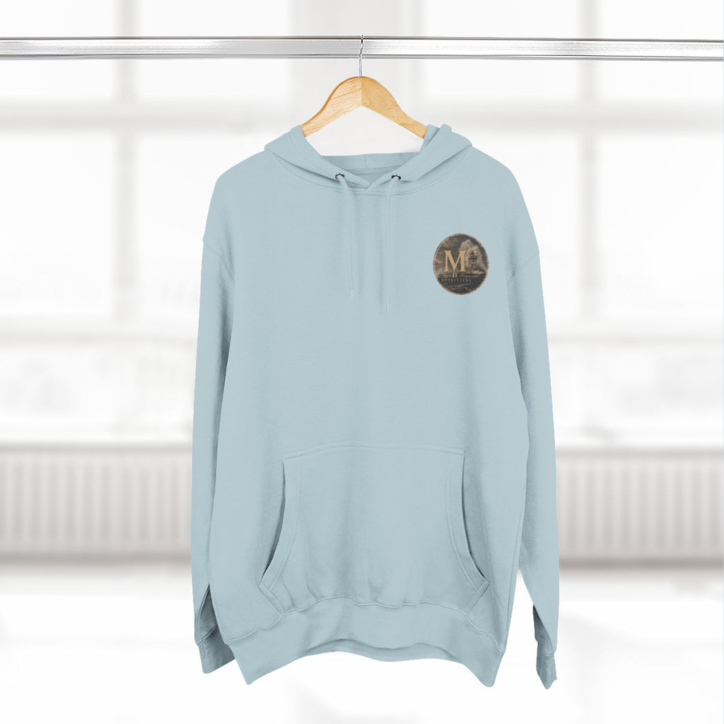 Minimal Monogram Circle Hoodie — Subtle Gold "M" Chest Logo