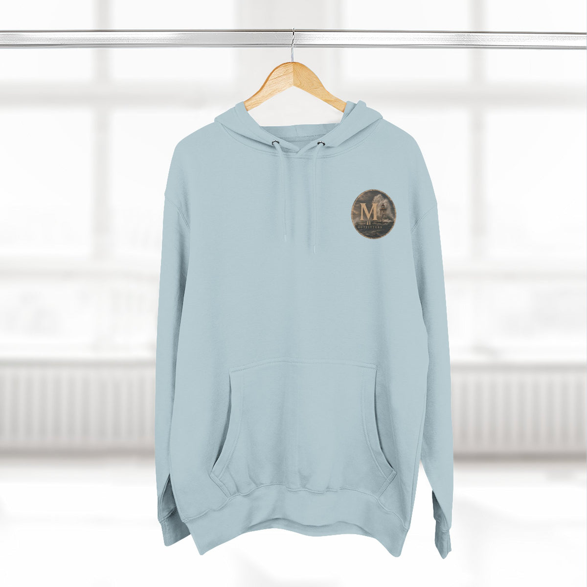 Minimal Monogram Circle Hoodie — Subtle Gold "M" Chest Logo