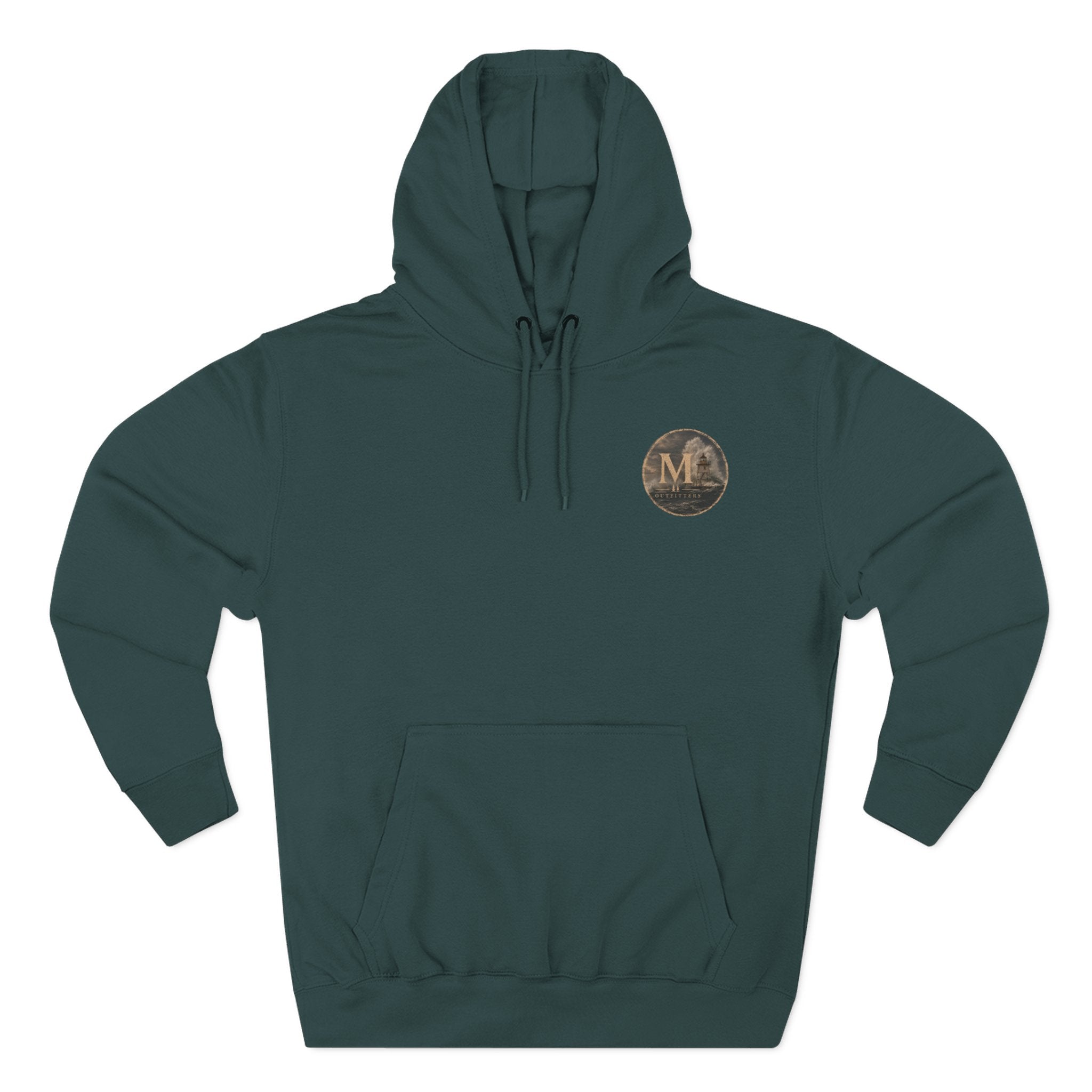 Minimal Monogram Circle Hoodie — Subtle Gold "M" Chest Logo