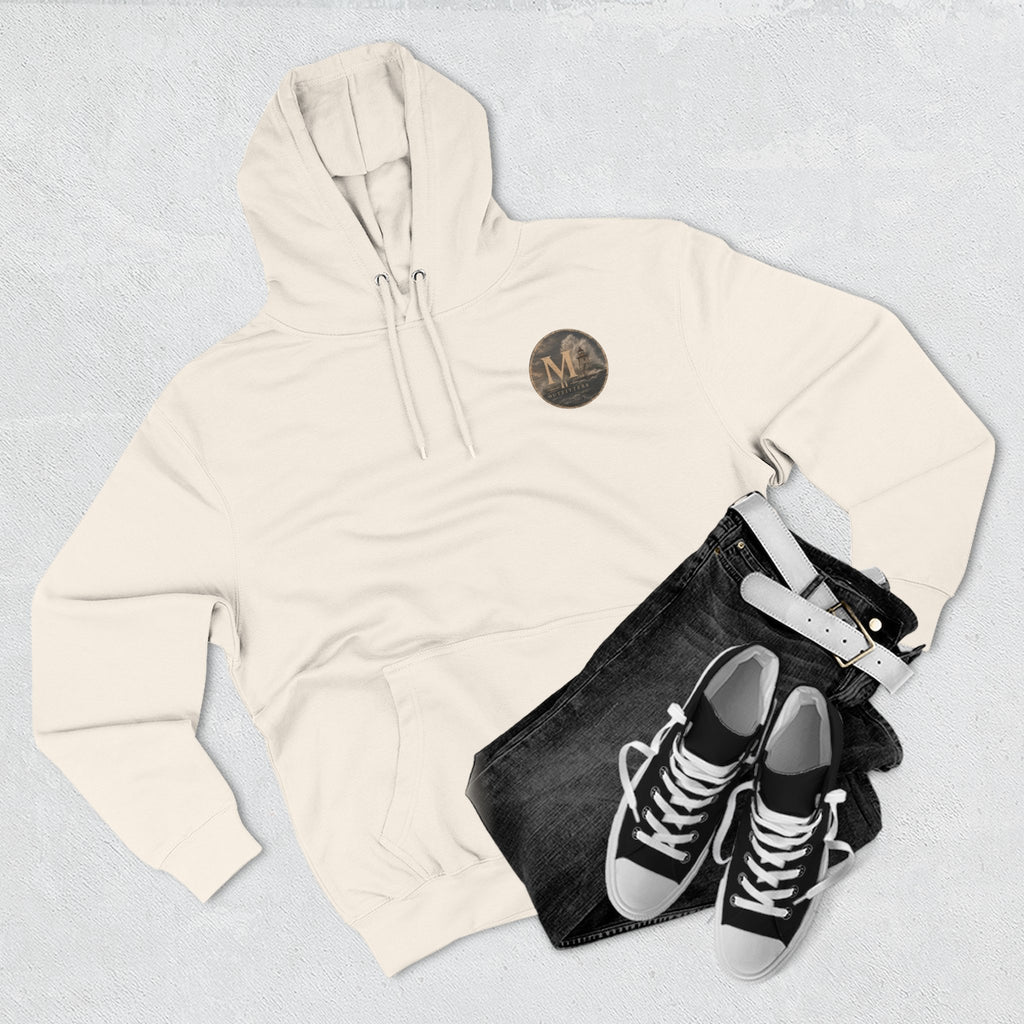 Minimal Monogram Circle Hoodie — Subtle Gold "M" Chest Logo