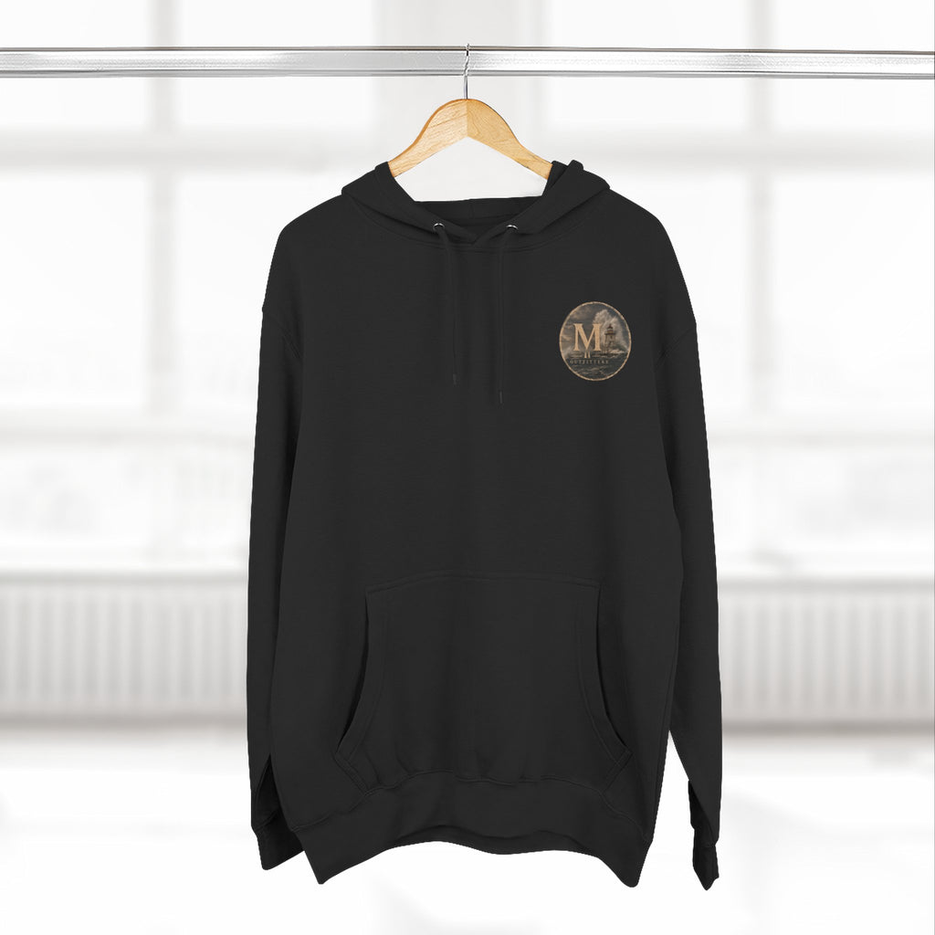 Minimal Monogram Circle Hoodie — Subtle Gold "M" Chest Logo