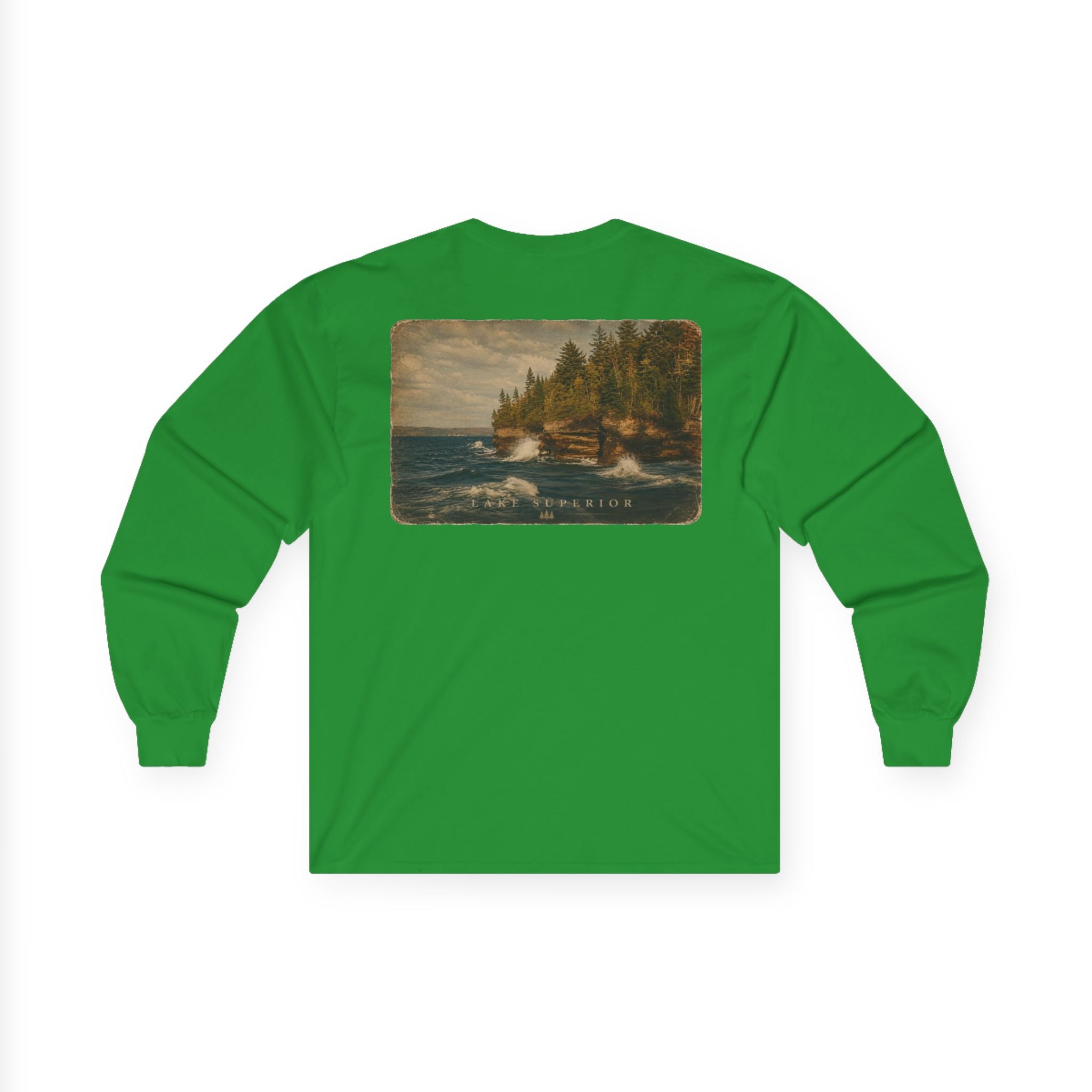 Long Sleeve Tee — Coastal Cabin Landscape Back Print