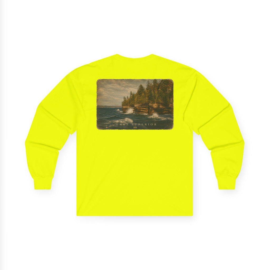 Long Sleeve Tee — Coastal Cabin Landscape Back Print
