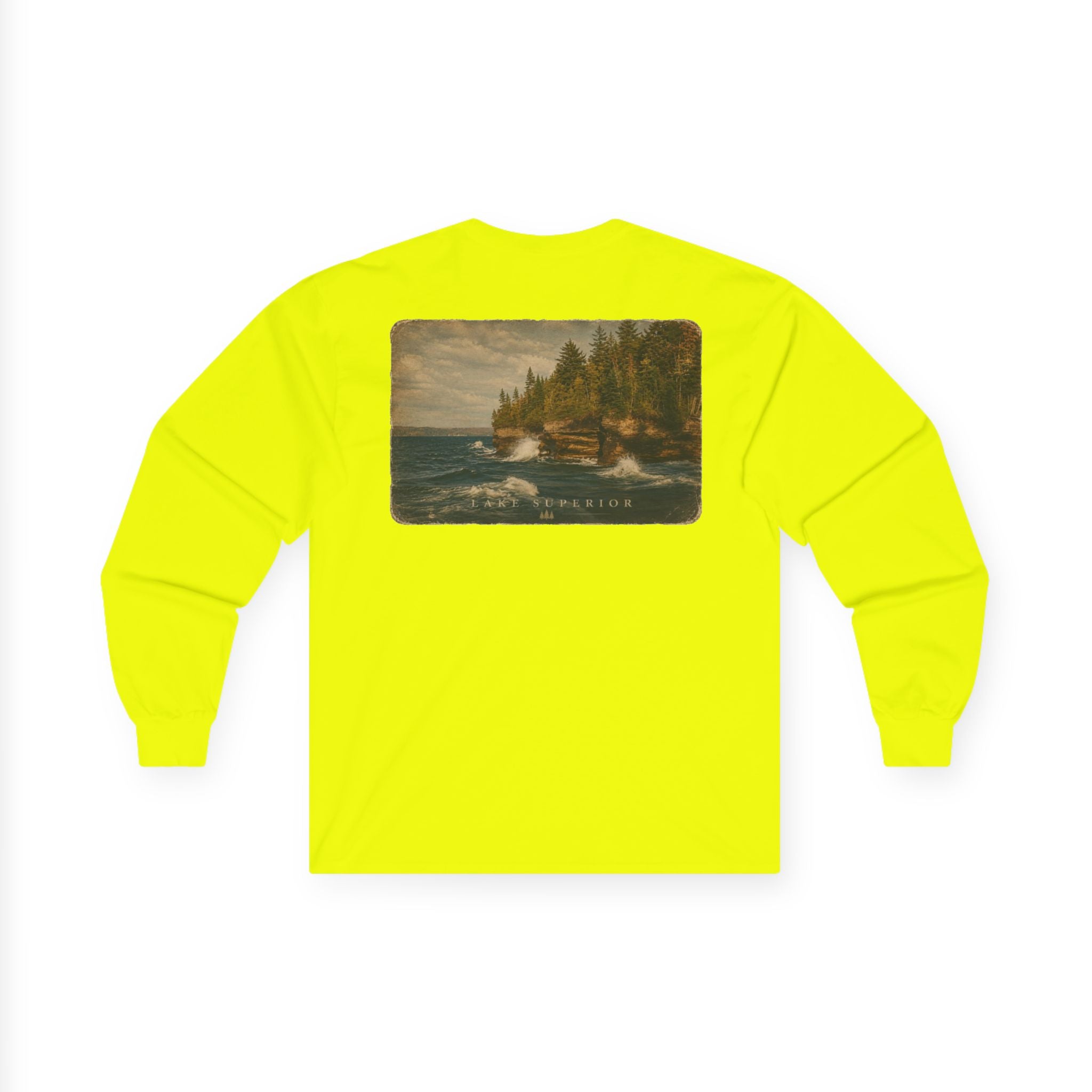 Long Sleeve Tee — Coastal Cabin Landscape Back Print