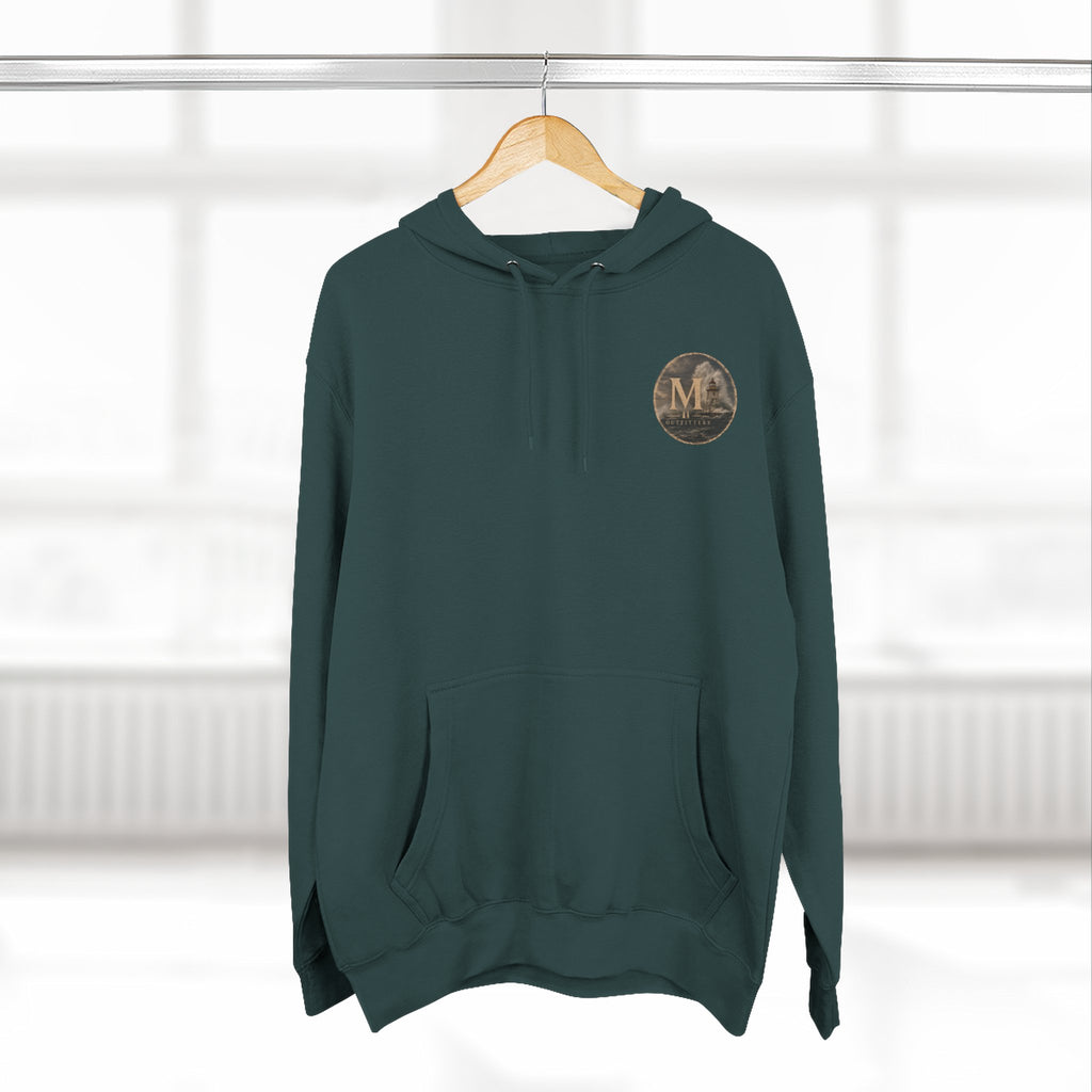 Minimal Monogram Circle Hoodie — Subtle Gold "M" Chest Logo