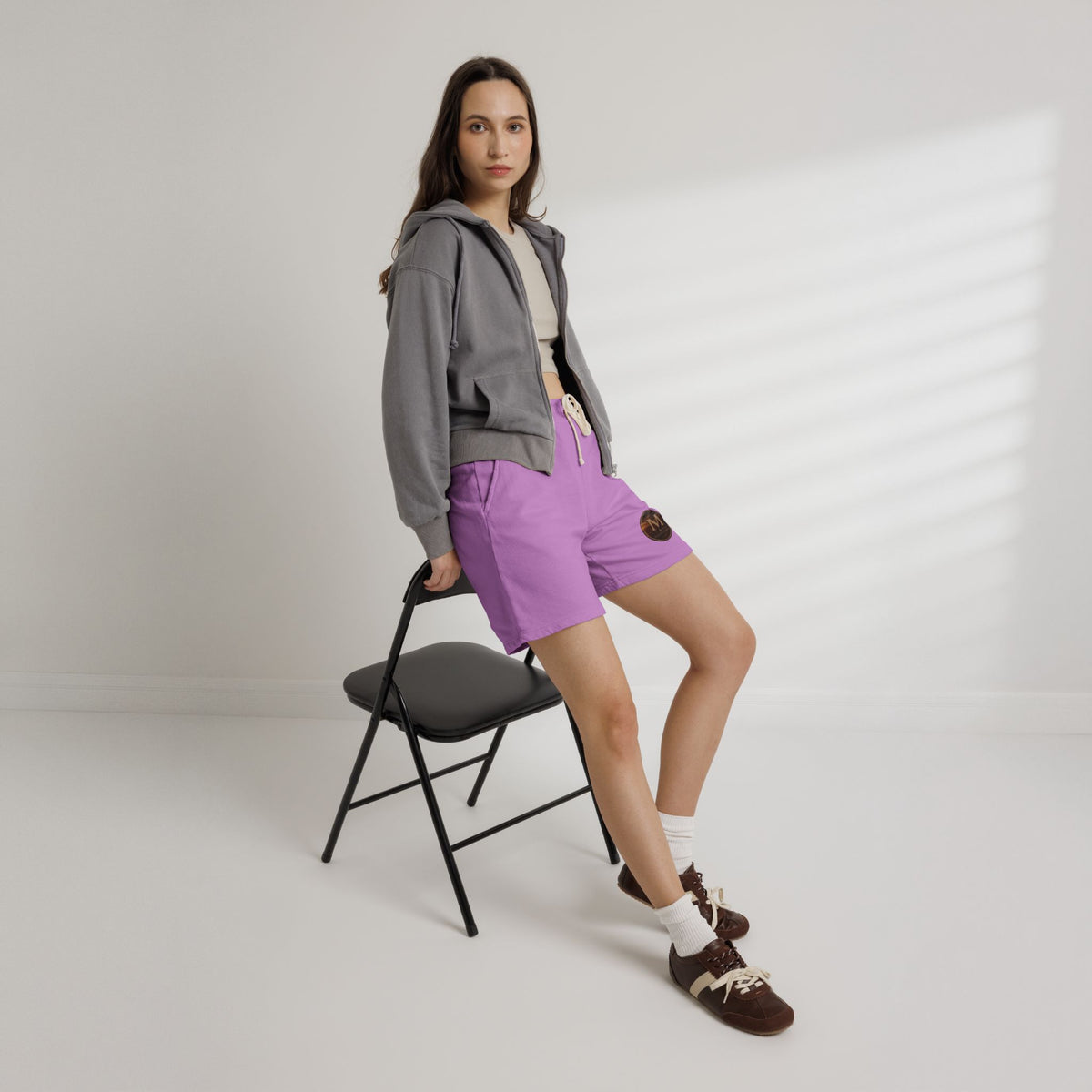 Lightweight Fleece Sweat Shorts with Retro Monogram Patch