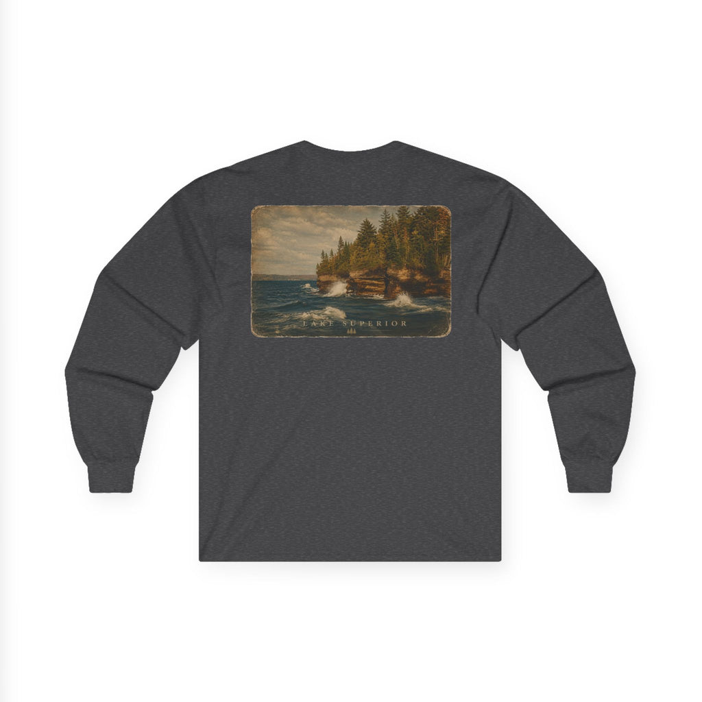 Long Sleeve Tee — Coastal Cabin Landscape Back Print