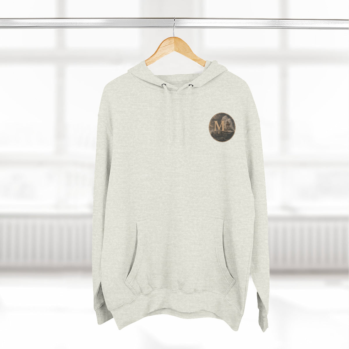Minimal Monogram Circle Hoodie — Subtle Gold "M" Chest Logo