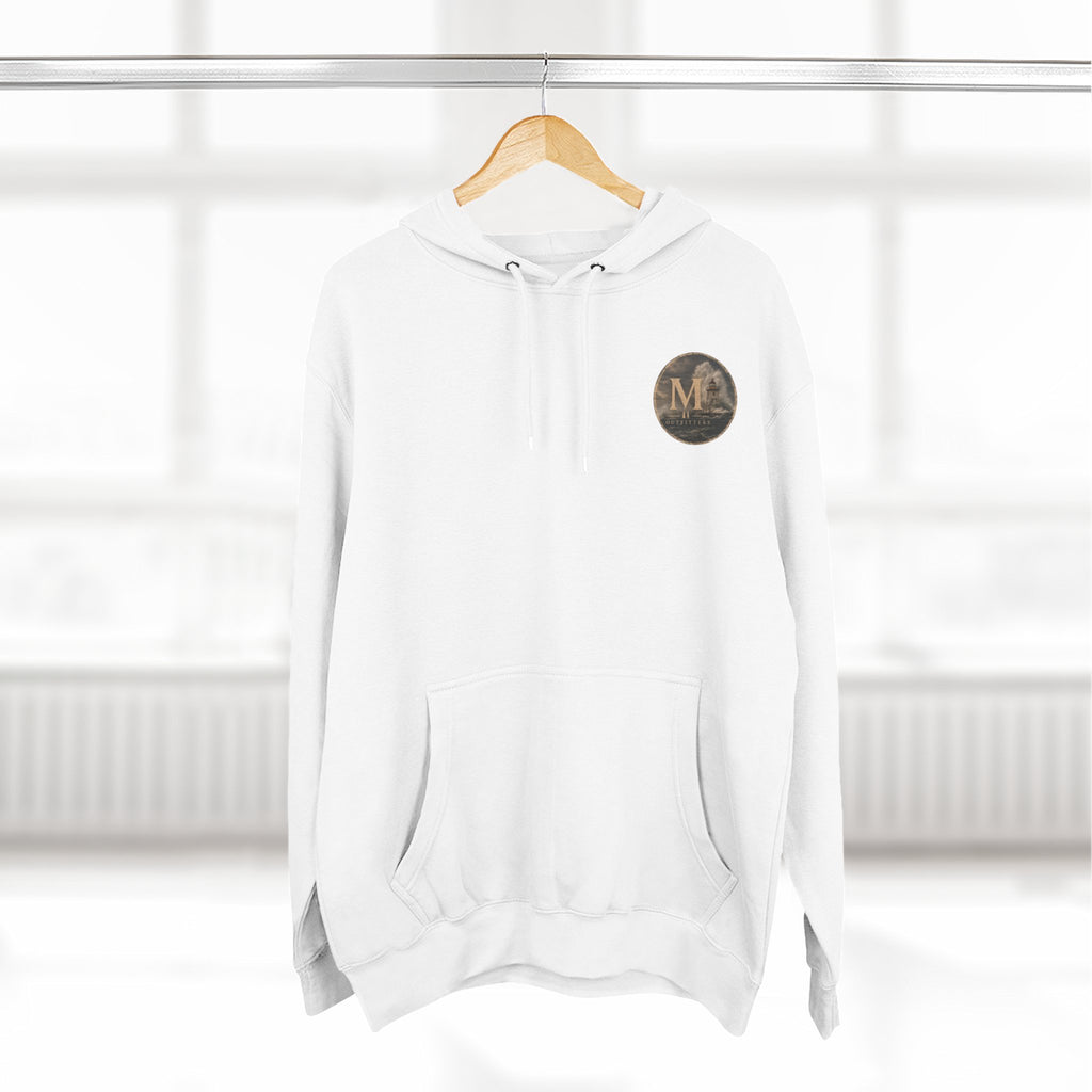 Minimal Monogram Circle Hoodie — Subtle Gold "M" Chest Logo