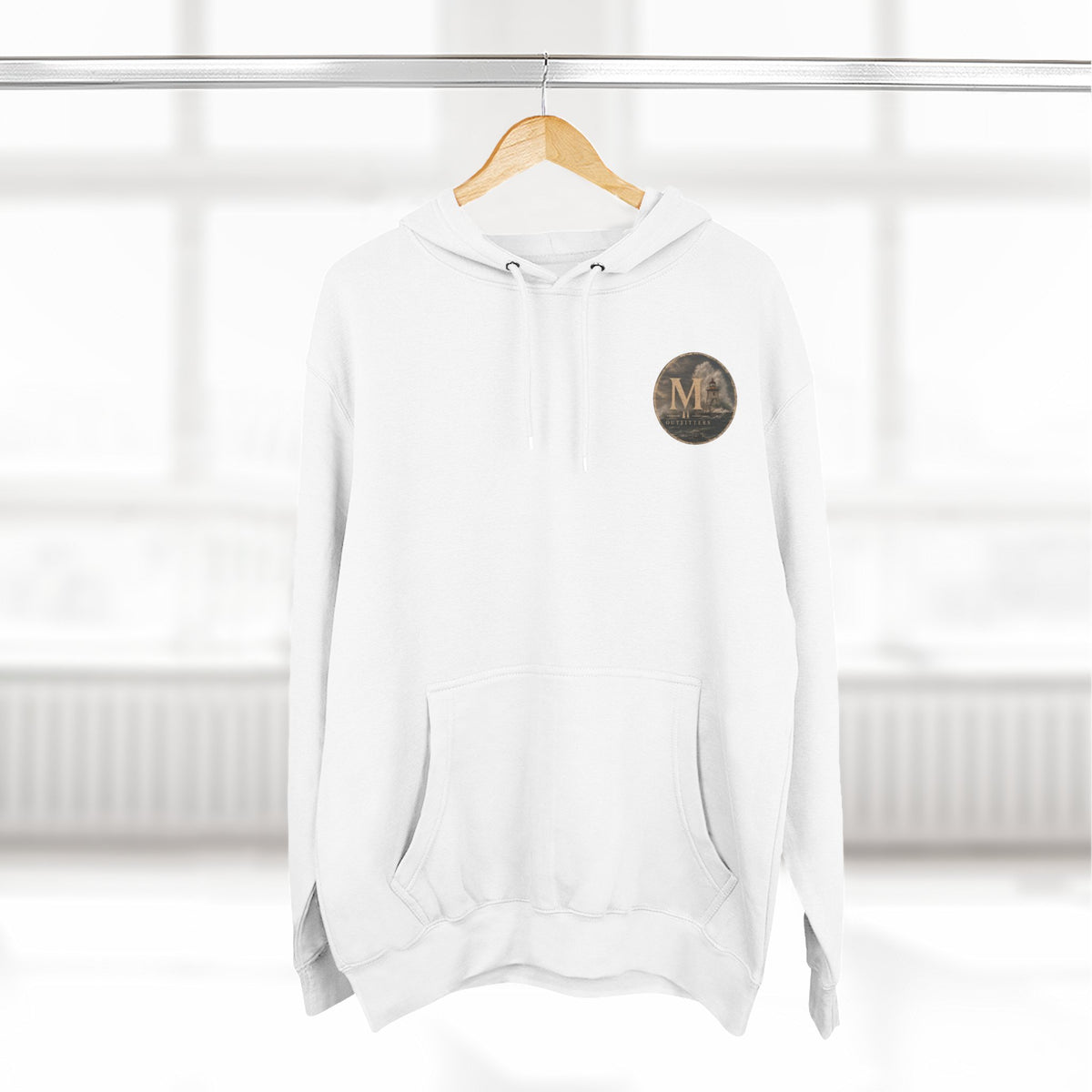 Minimal Monogram Circle Hoodie — Subtle Gold "M" Chest Logo