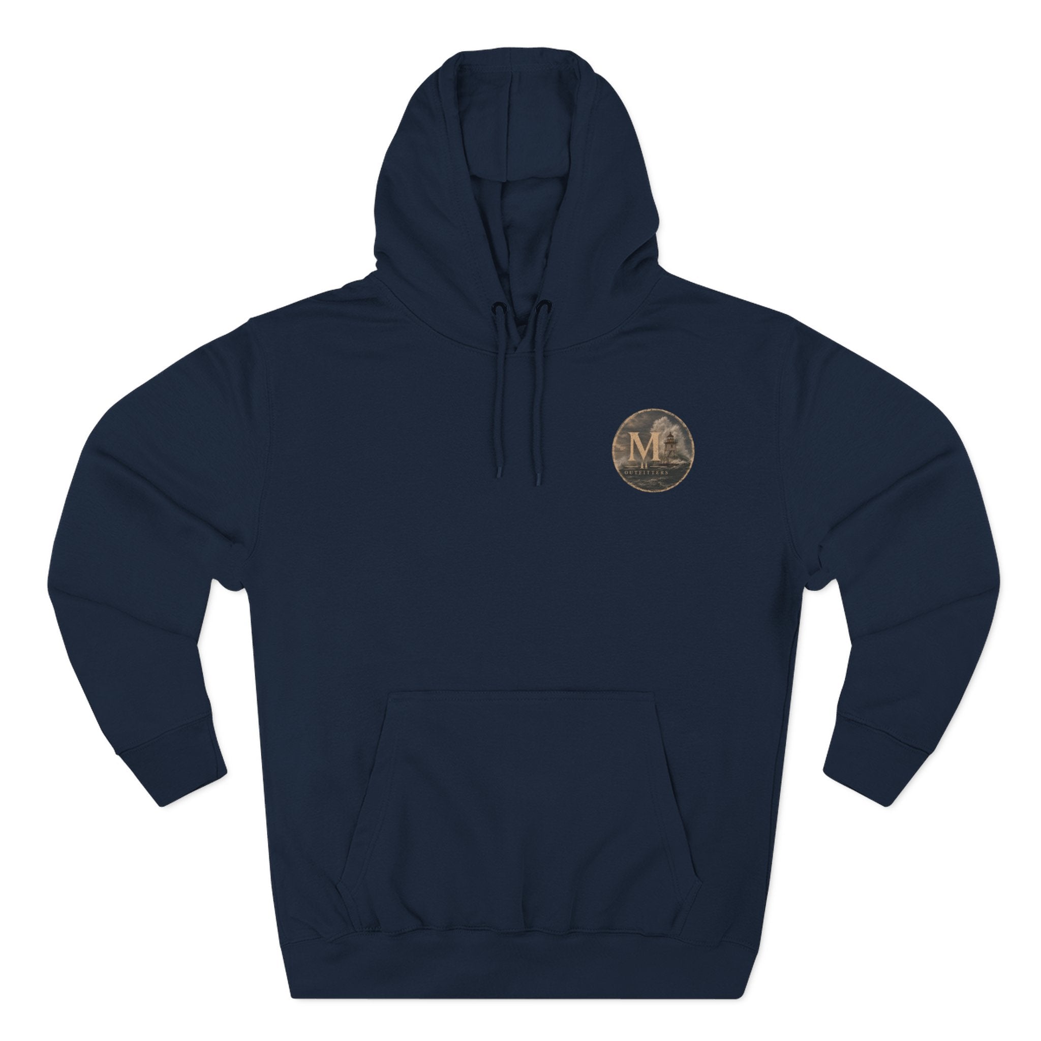 Minimal Monogram Circle Hoodie — Subtle Gold "M" Chest Logo