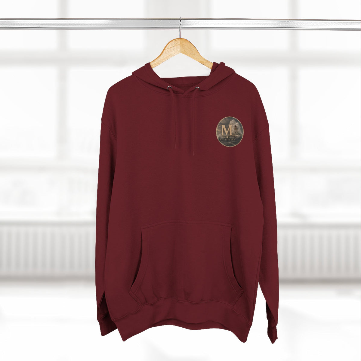 Minimal Monogram Circle Hoodie — Subtle Gold "M" Chest Logo