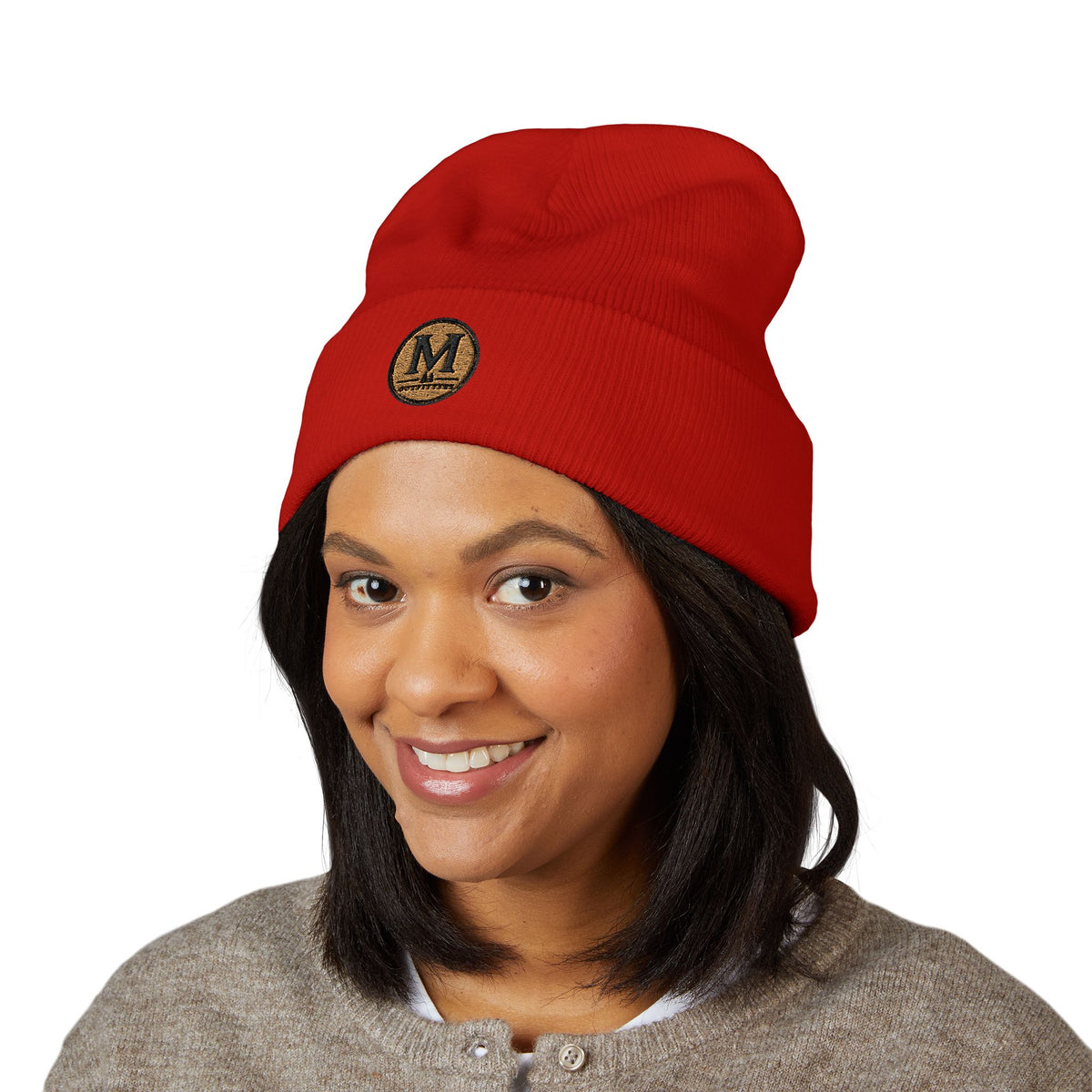 Embroidered Monogram Cuffed Beanie – Classic Knit Winter Hat