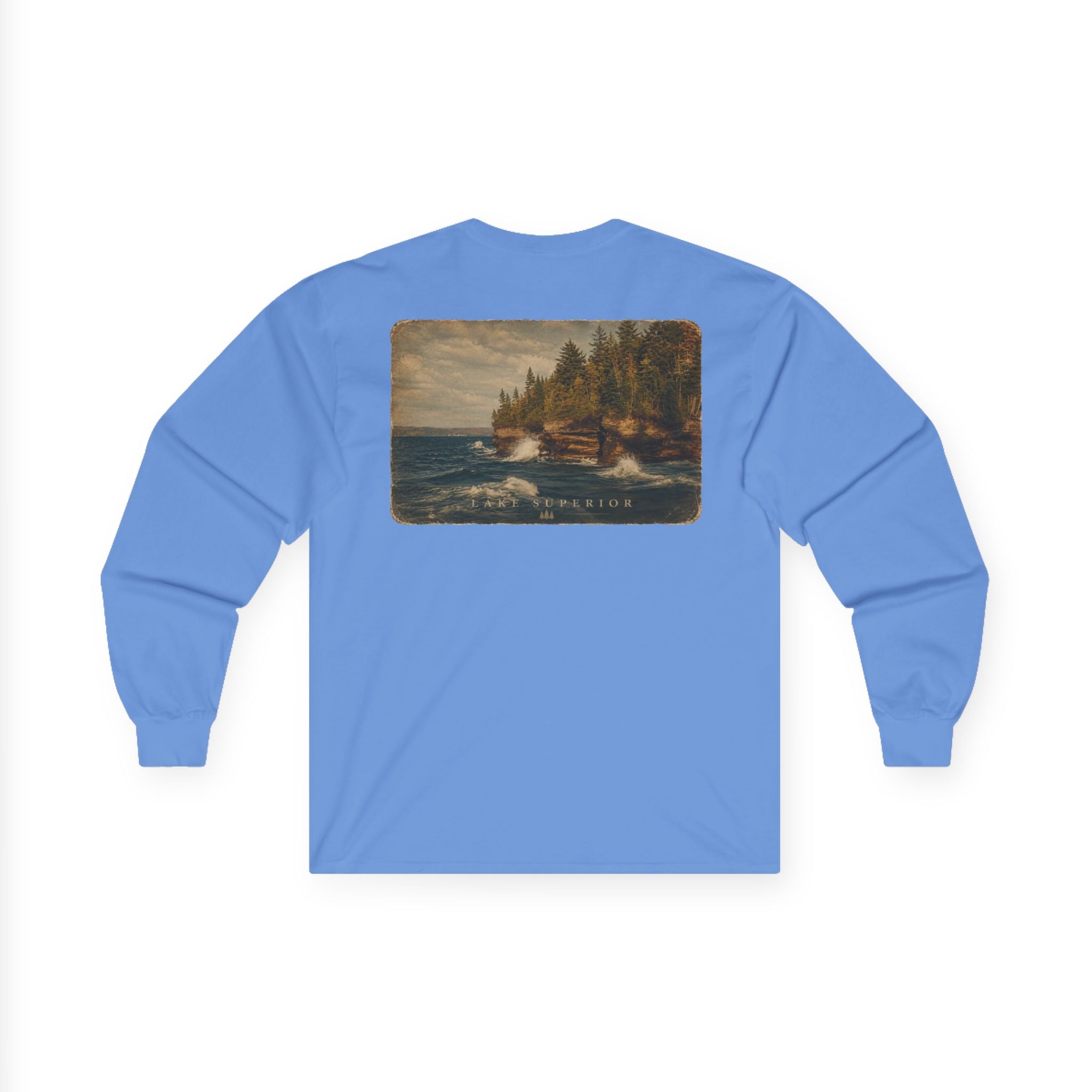 Long Sleeve Tee — Coastal Cabin Landscape Back Print