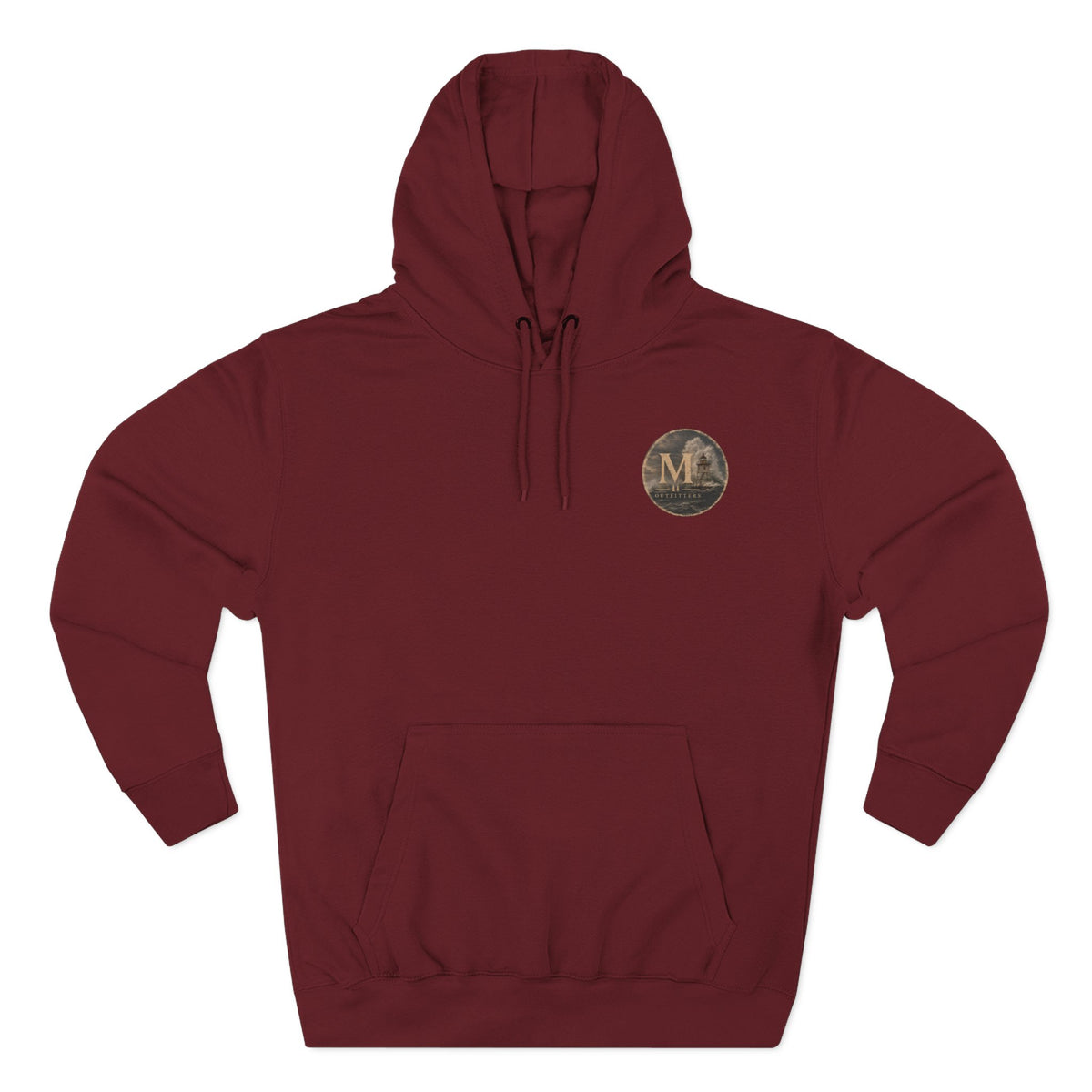 Minimal Monogram Circle Hoodie — Subtle Gold "M" Chest Logo