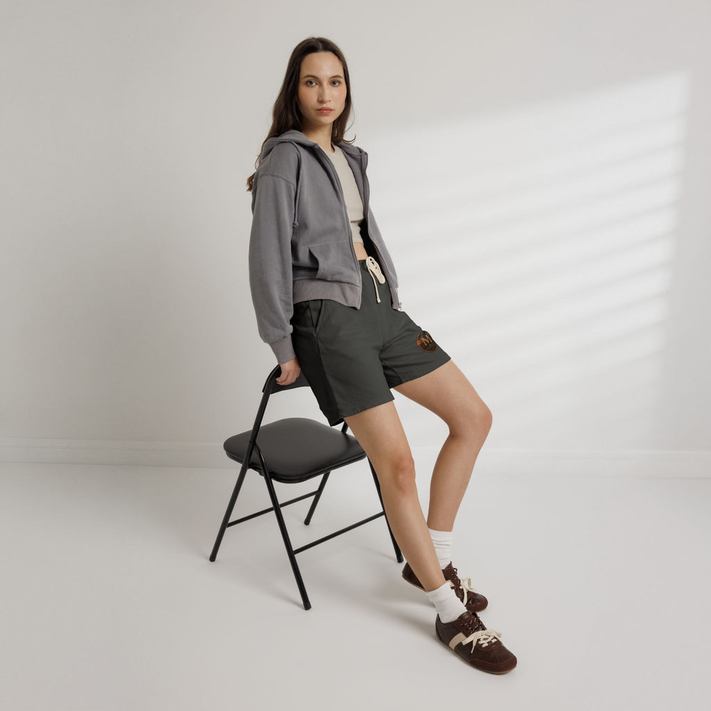 Lightweight Fleece Sweat Shorts with Retro Monogram Patch