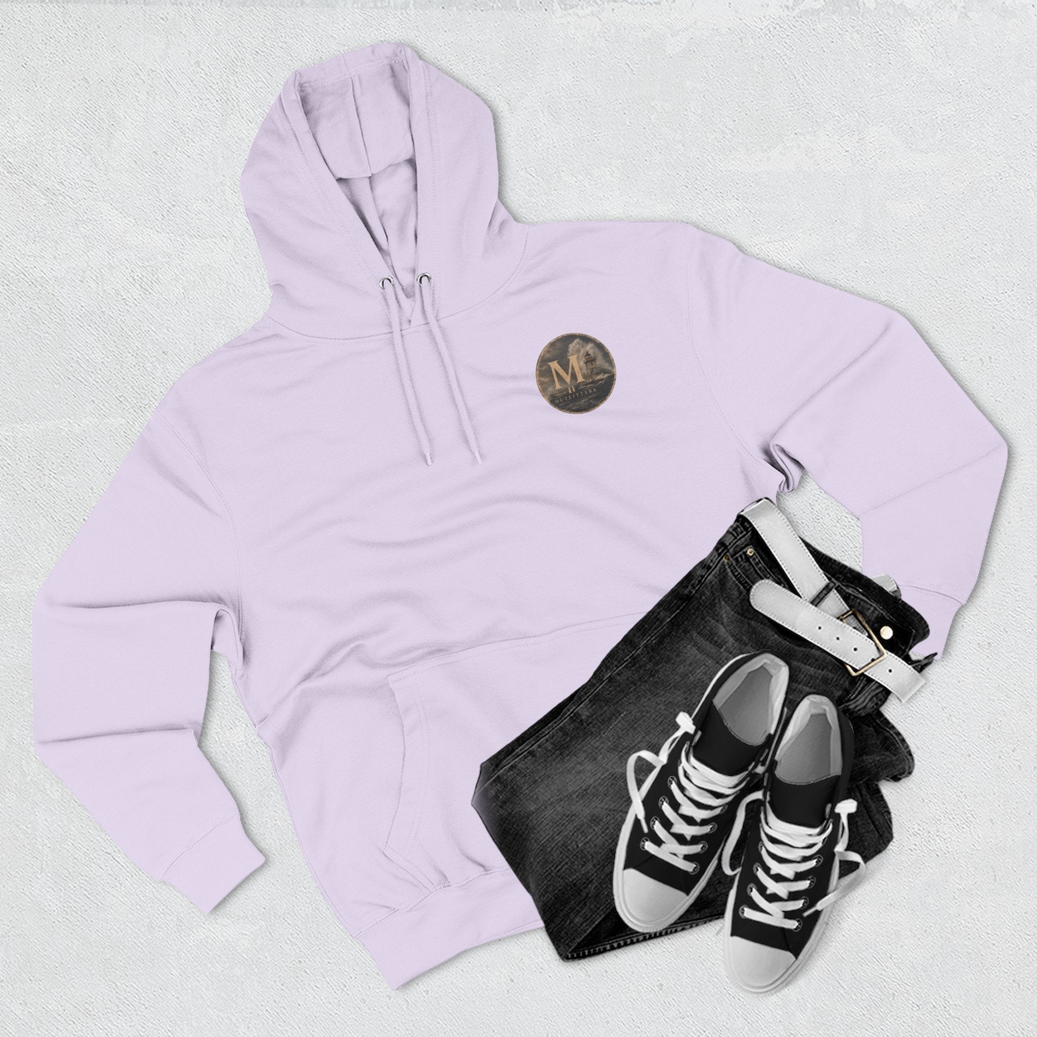 Minimal Monogram Circle Hoodie — Subtle Gold "M" Chest Logo