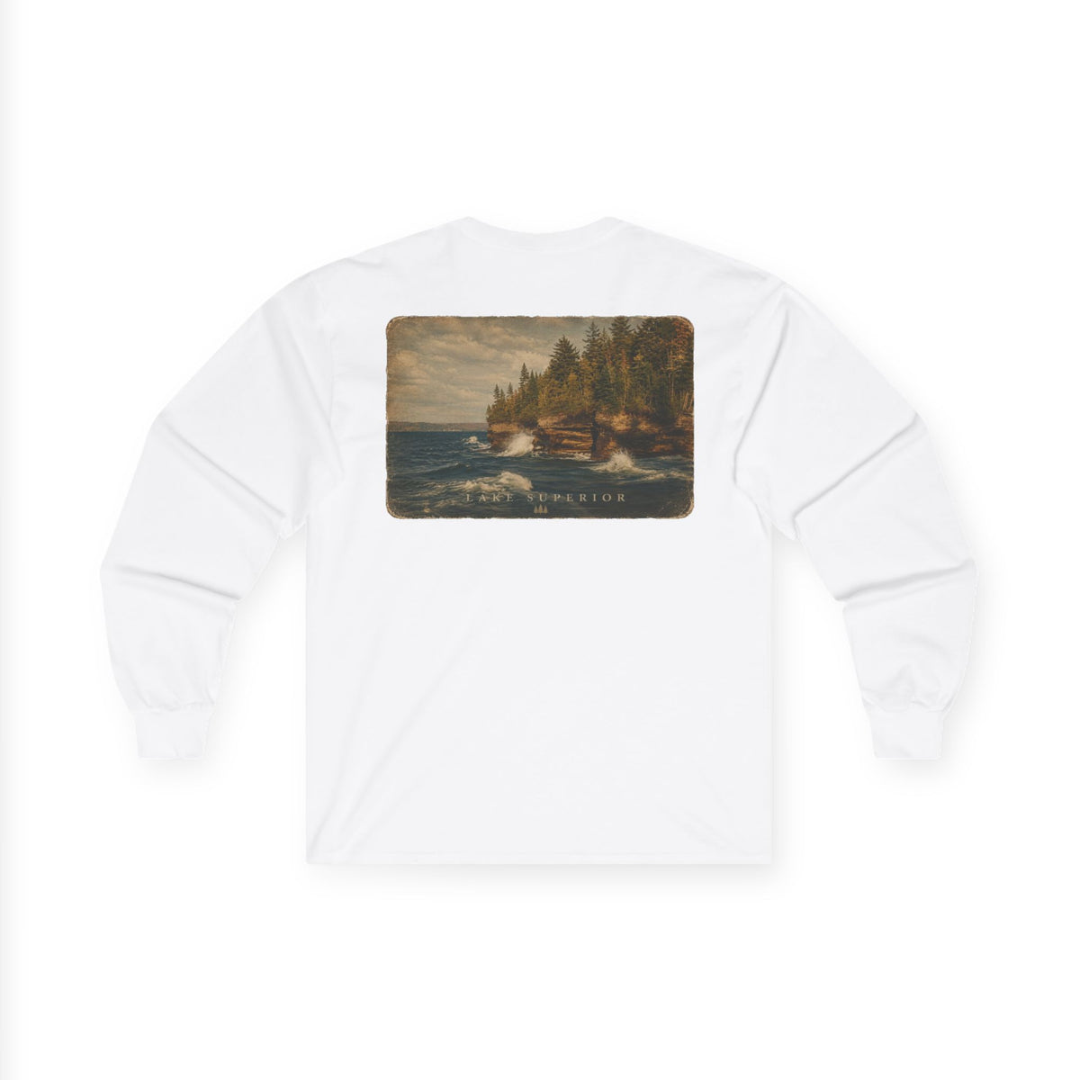 Long Sleeve Tee — Coastal Cabin Landscape Back Print