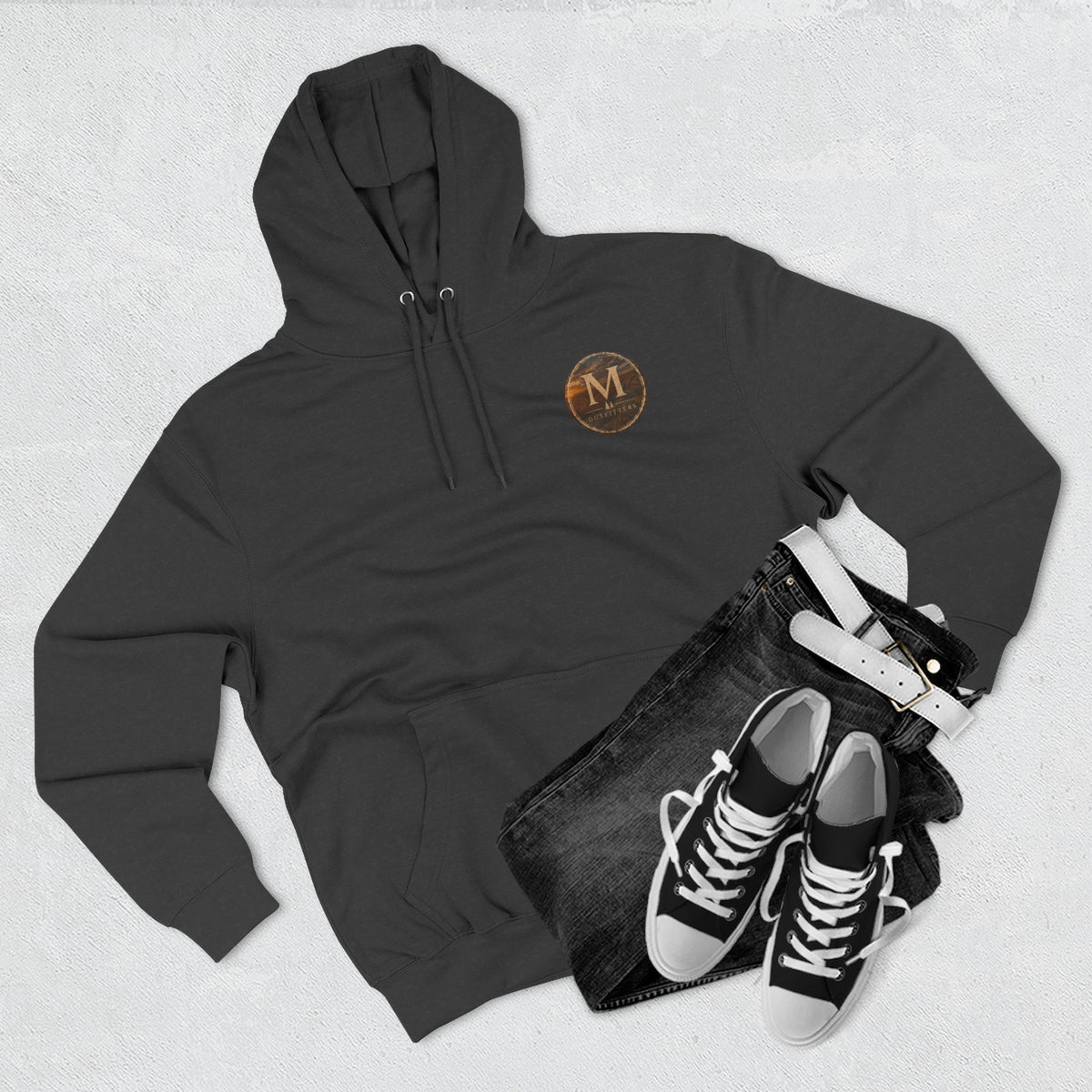Monogram M Circle Hoodie — Minimalist Initials Fleece Pullover