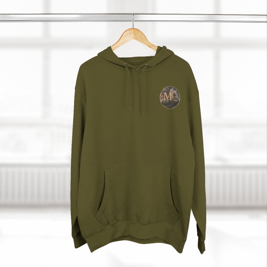 Minimal Monogram Circle Hoodie — Subtle Gold "M" Chest Logo