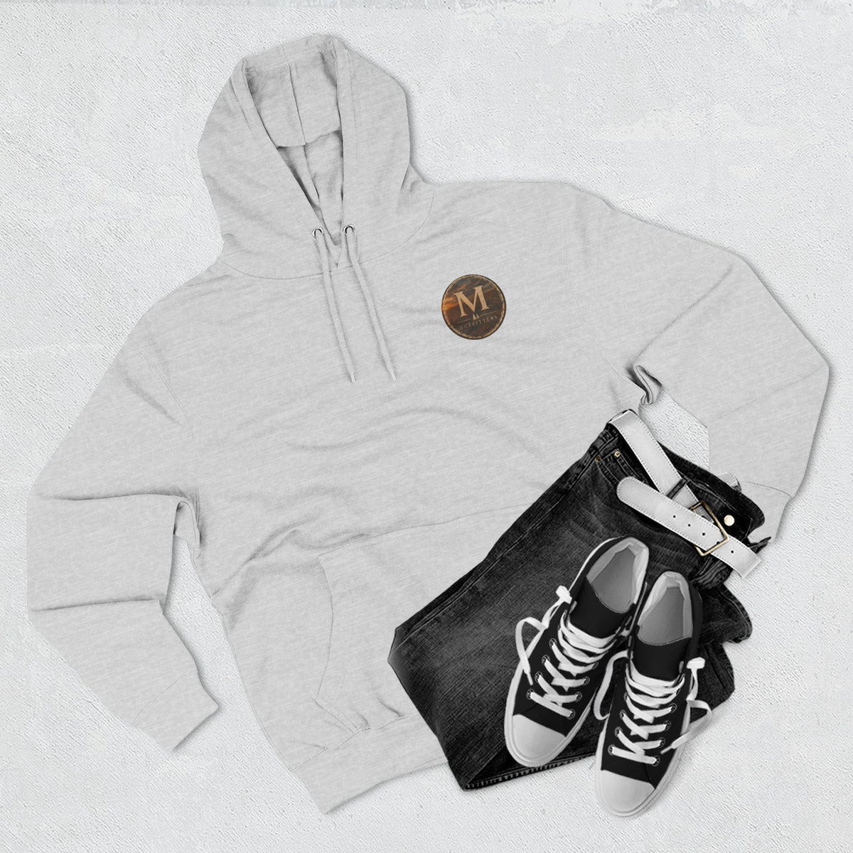 Monogram M Circle Hoodie — Minimalist Initials Fleece Pullover