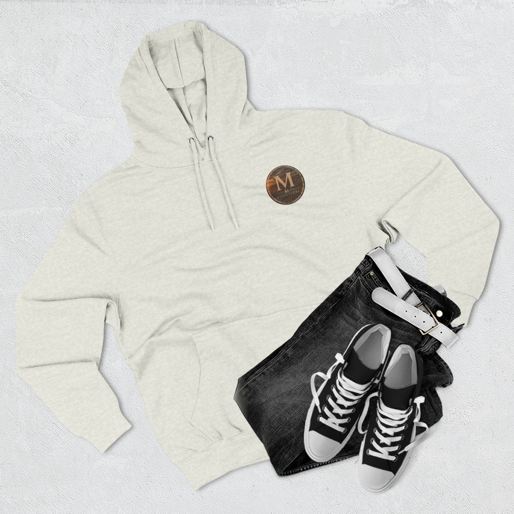 Monogram M Circle Hoodie — Minimalist Initials Fleece Pullover