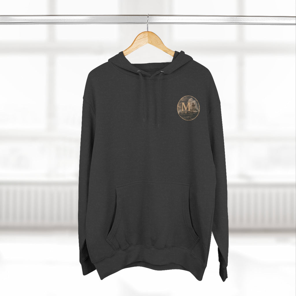 Minimal Monogram Circle Hoodie — Subtle Gold "M" Chest Logo