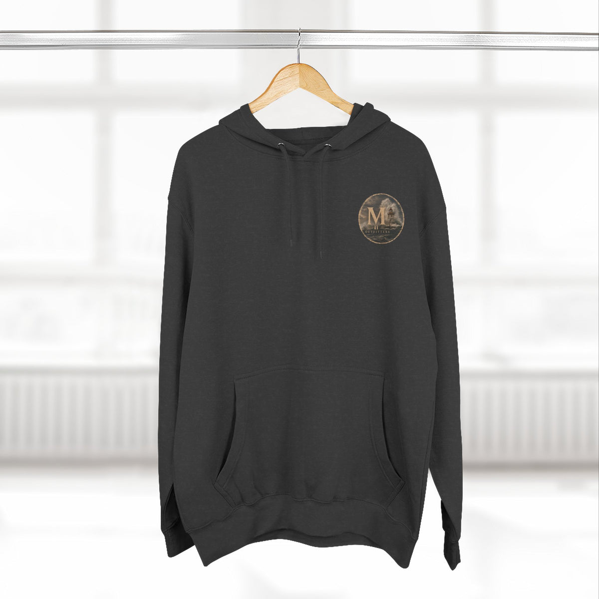 Minimal Monogram Circle Hoodie — Subtle Gold "M" Chest Logo