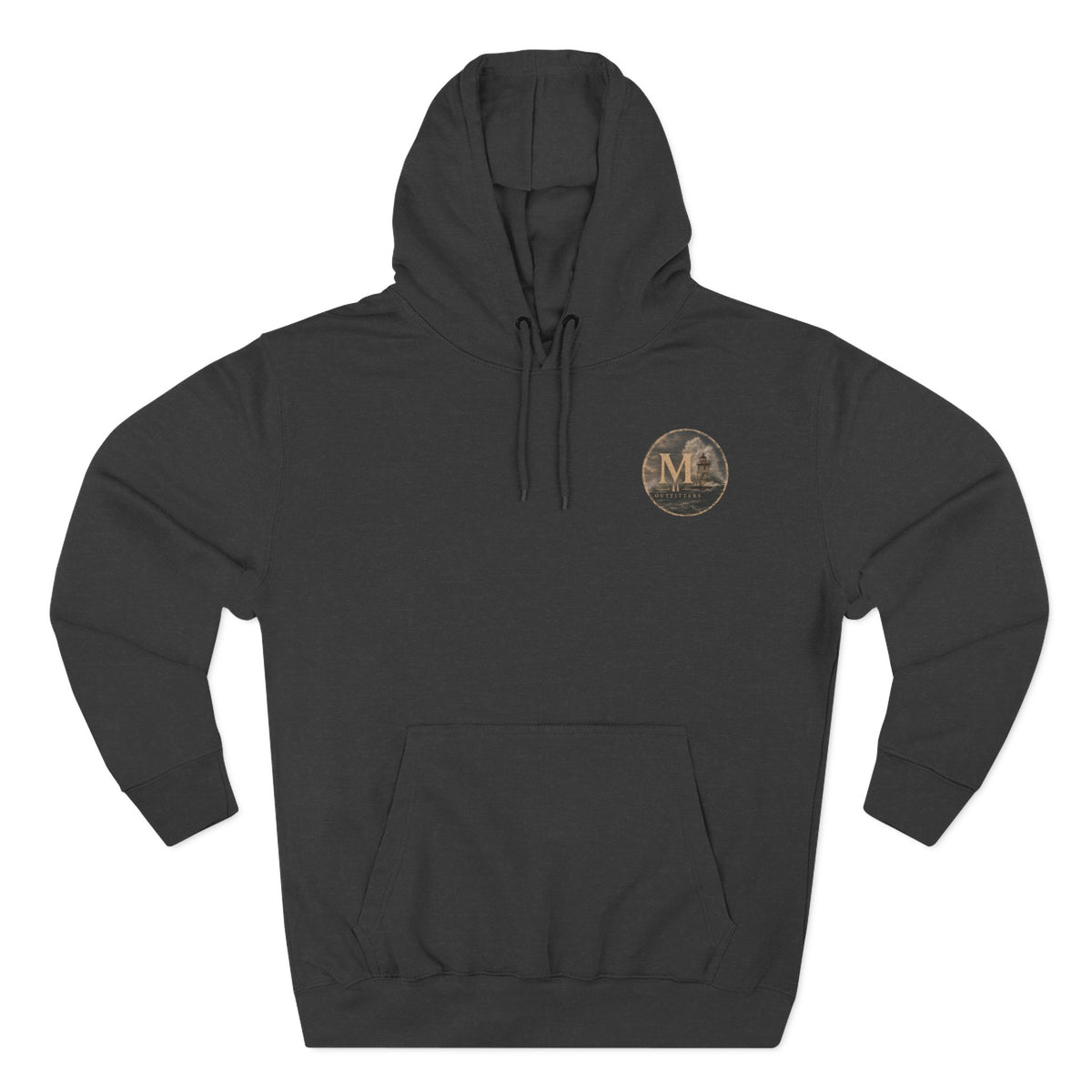 Minimal Monogram Circle Hoodie — Subtle Gold "M" Chest Logo
