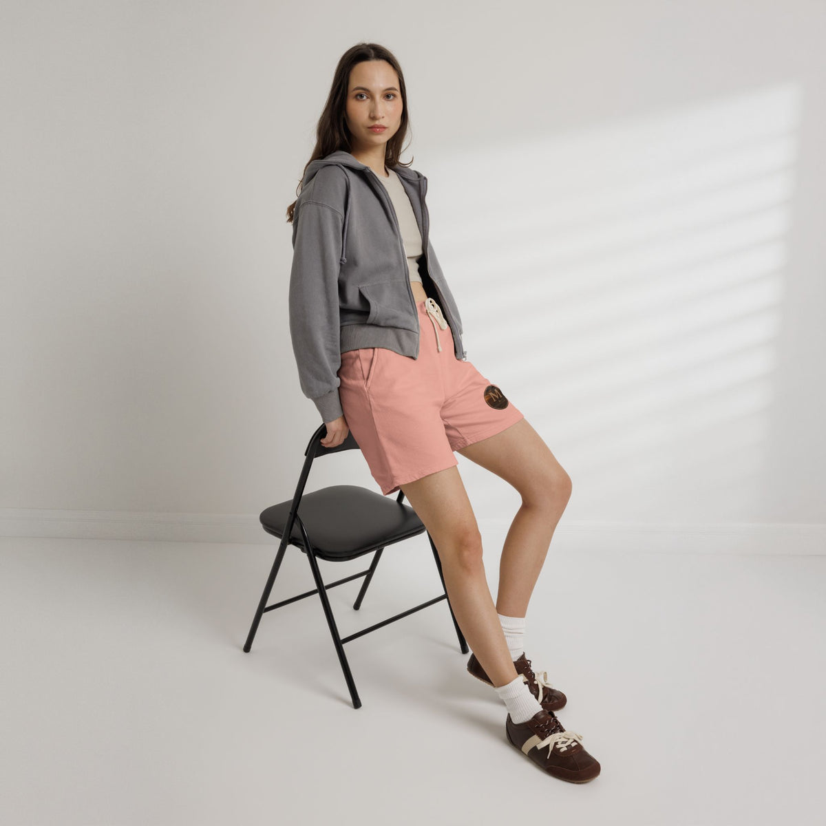 Lightweight Fleece Sweat Shorts with Retro Monogram Patch