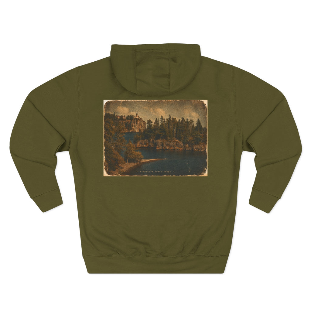 Vintage Lakeside Hoodie — Rustic Cabin Nature Graphic