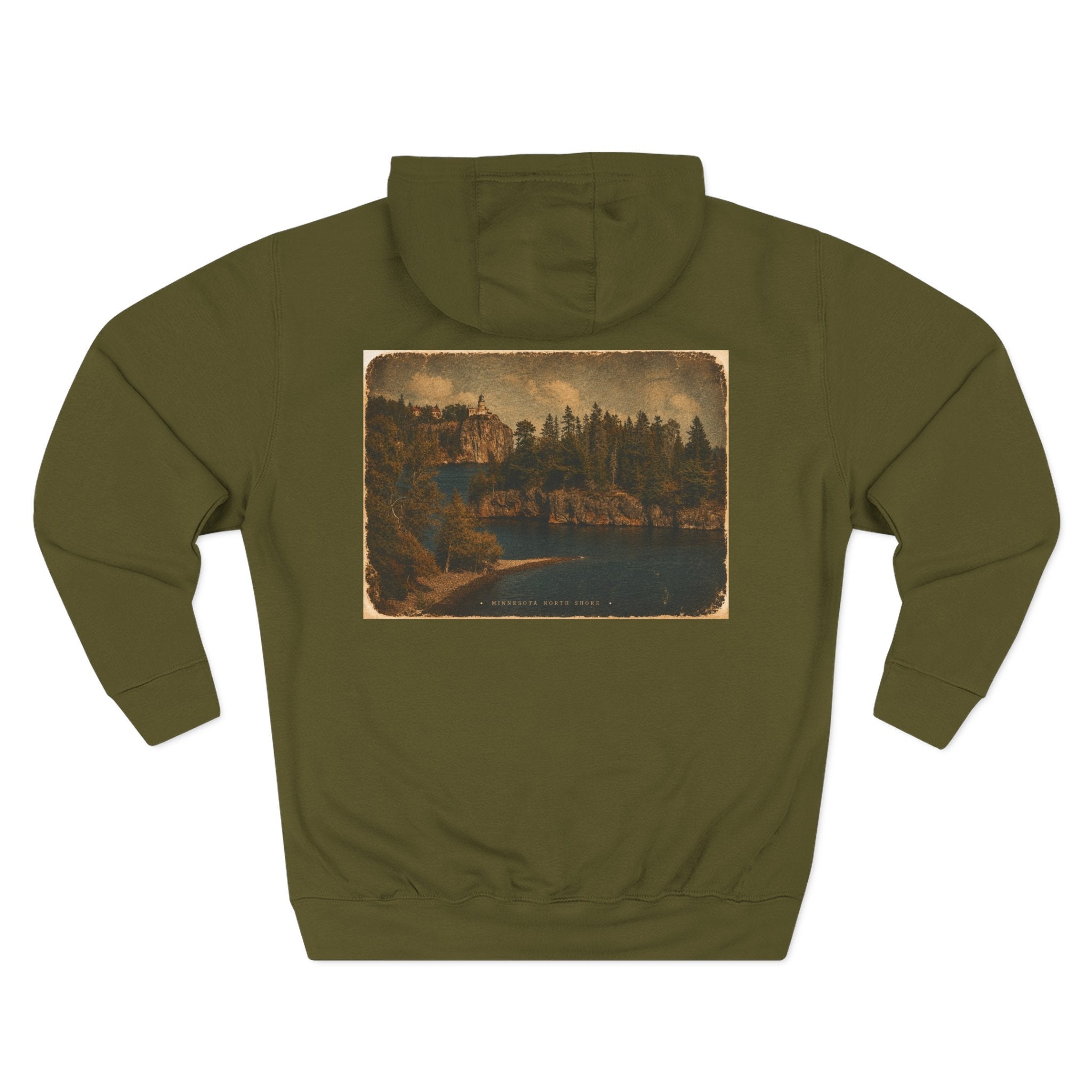 Vintage Lakeside Hoodie — Rustic Cabin Nature Graphic