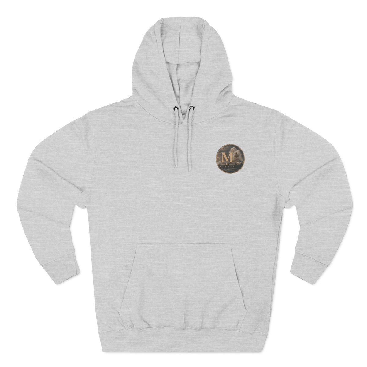 Minimal Monogram Circle Hoodie — Subtle Gold "M" Chest Logo