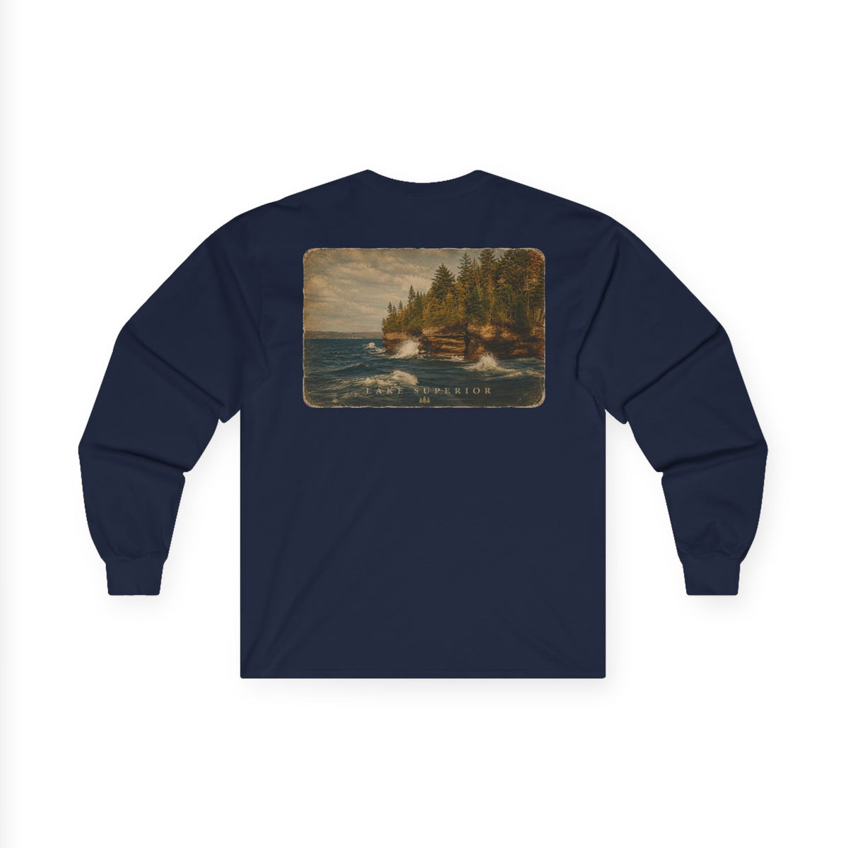 Long Sleeve Tee — Coastal Cabin Landscape Back Print
