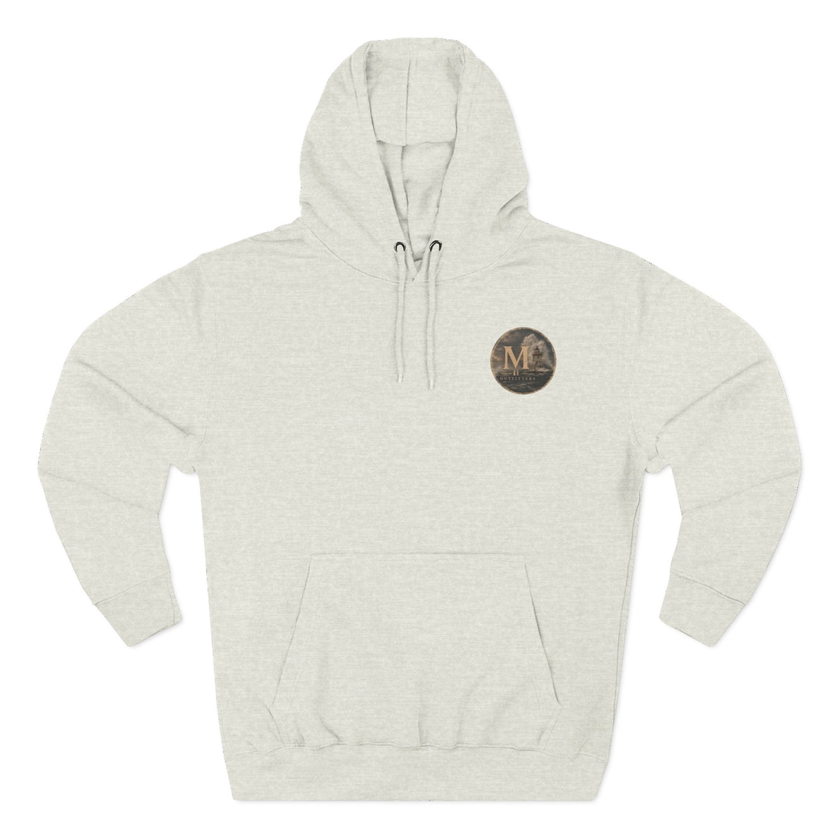 Minimal Monogram Circle Hoodie — Subtle Gold "M" Chest Logo