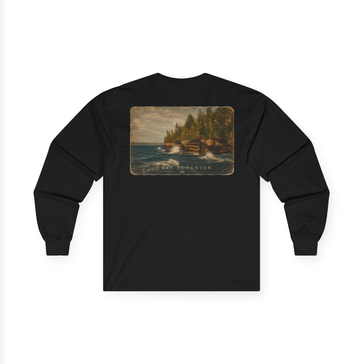 Long Sleeve Tee — Coastal Cabin Landscape Back Print