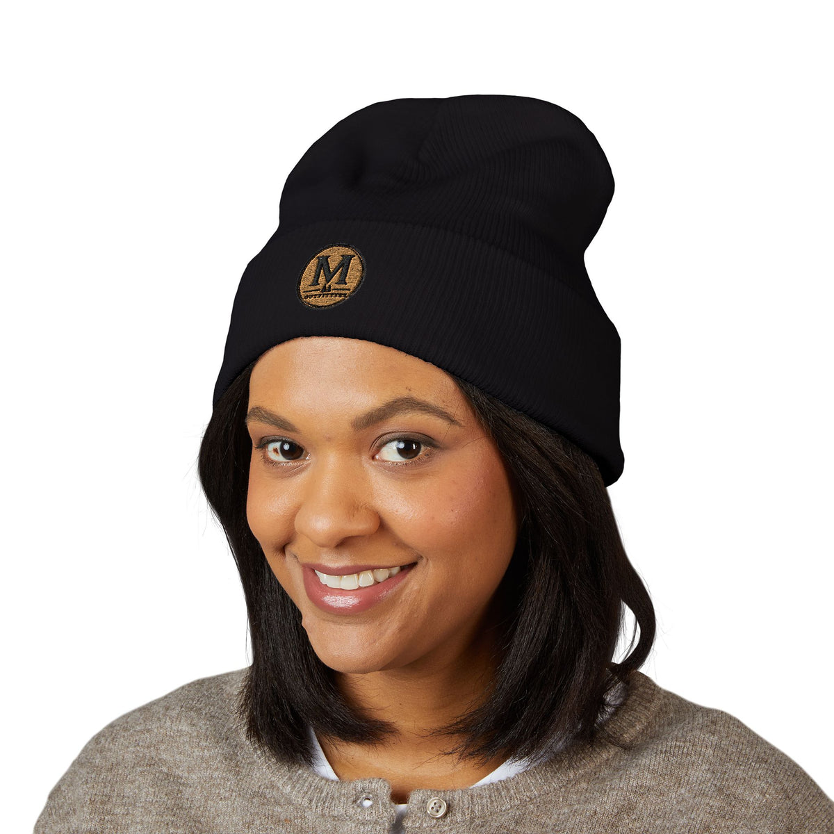 Embroidered Monogram Cuffed Beanie – Classic Knit Winter Hat