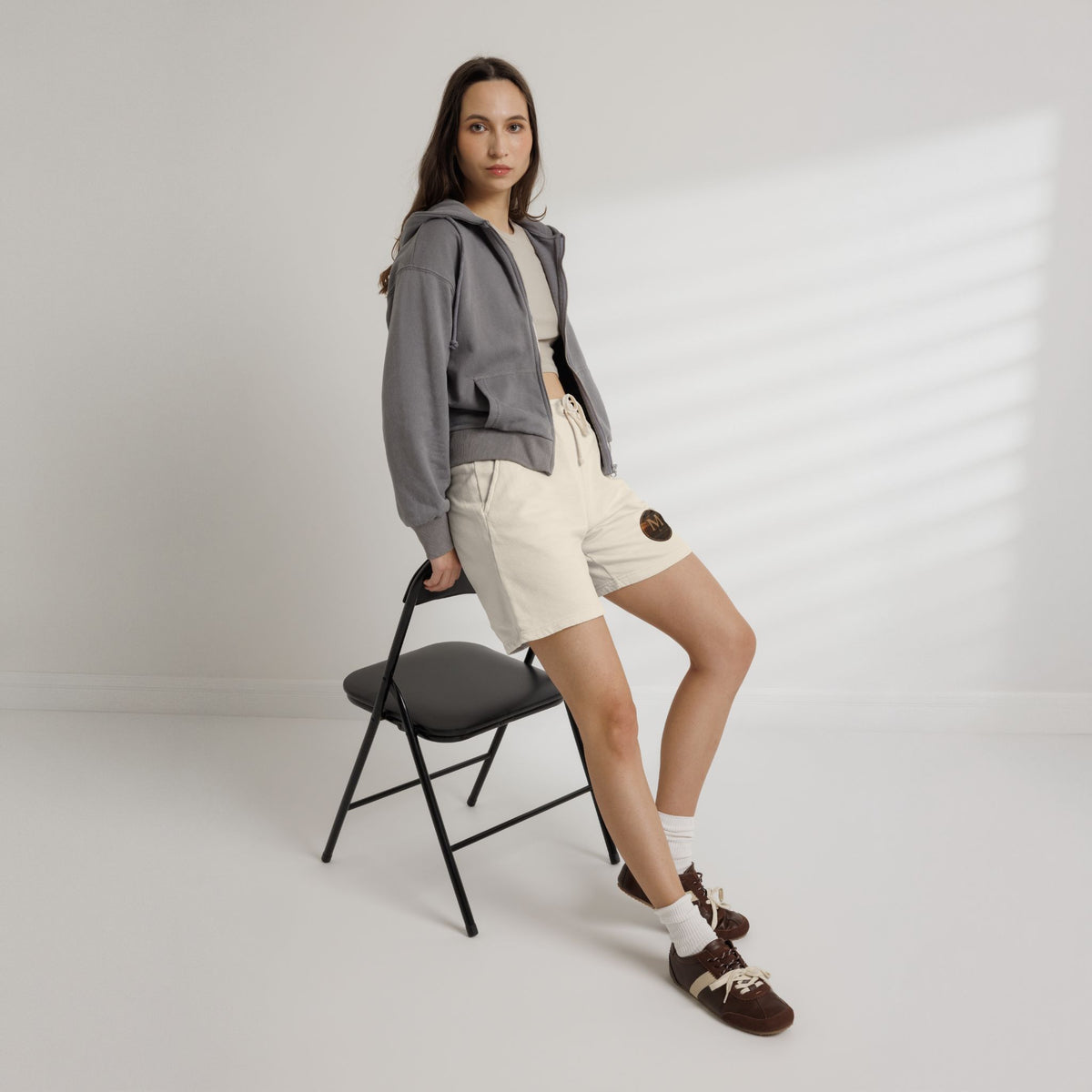 Lightweight Fleece Sweat Shorts with Retro Monogram Patch