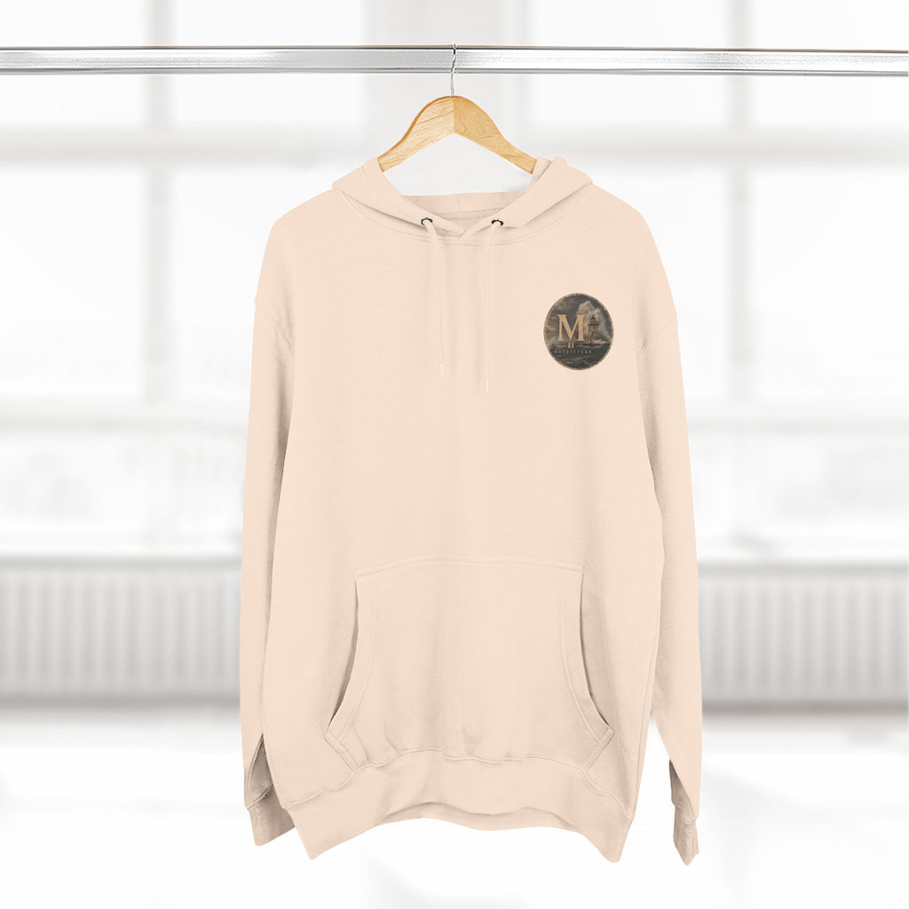 Minimal Monogram Circle Hoodie — Subtle Gold "M" Chest Logo