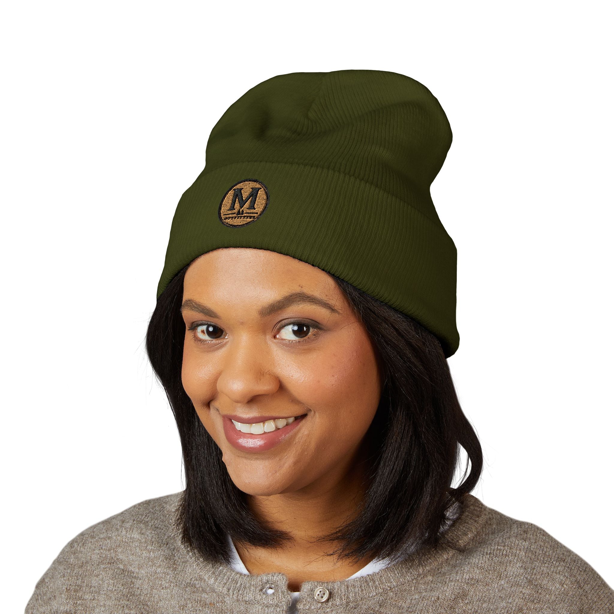 Embroidered Monogram Cuffed Beanie – Classic Knit Winter Hat