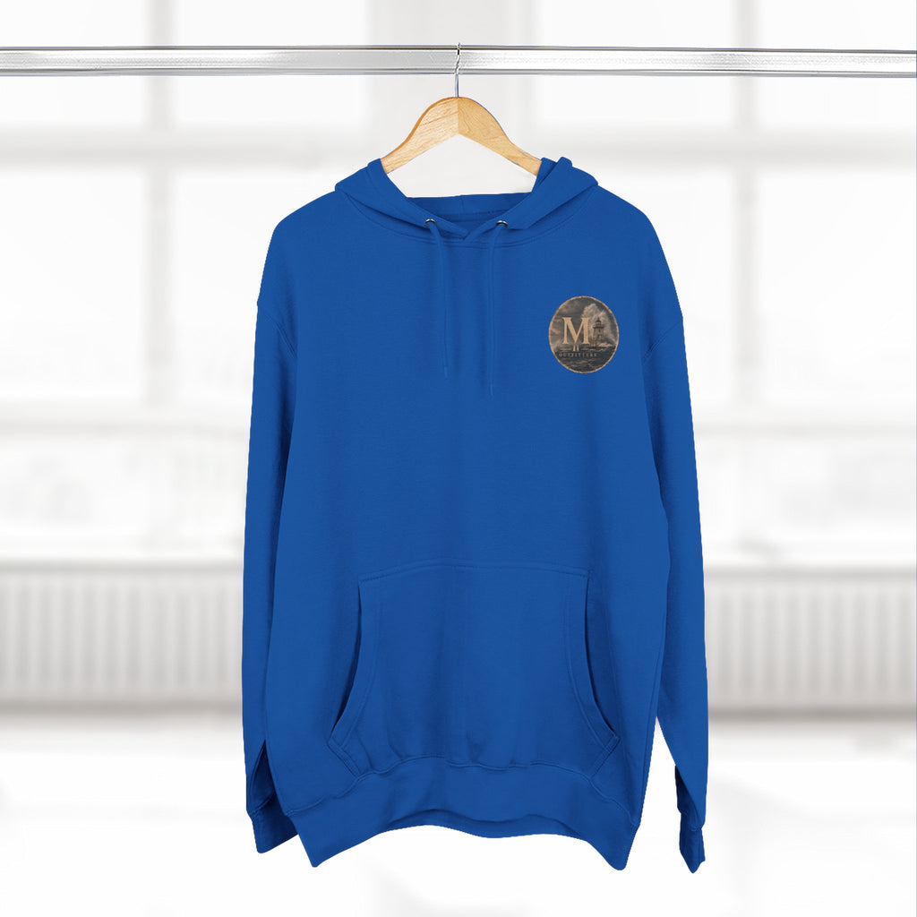 Minimal Monogram Circle Hoodie — Subtle Gold "M" Chest Logo