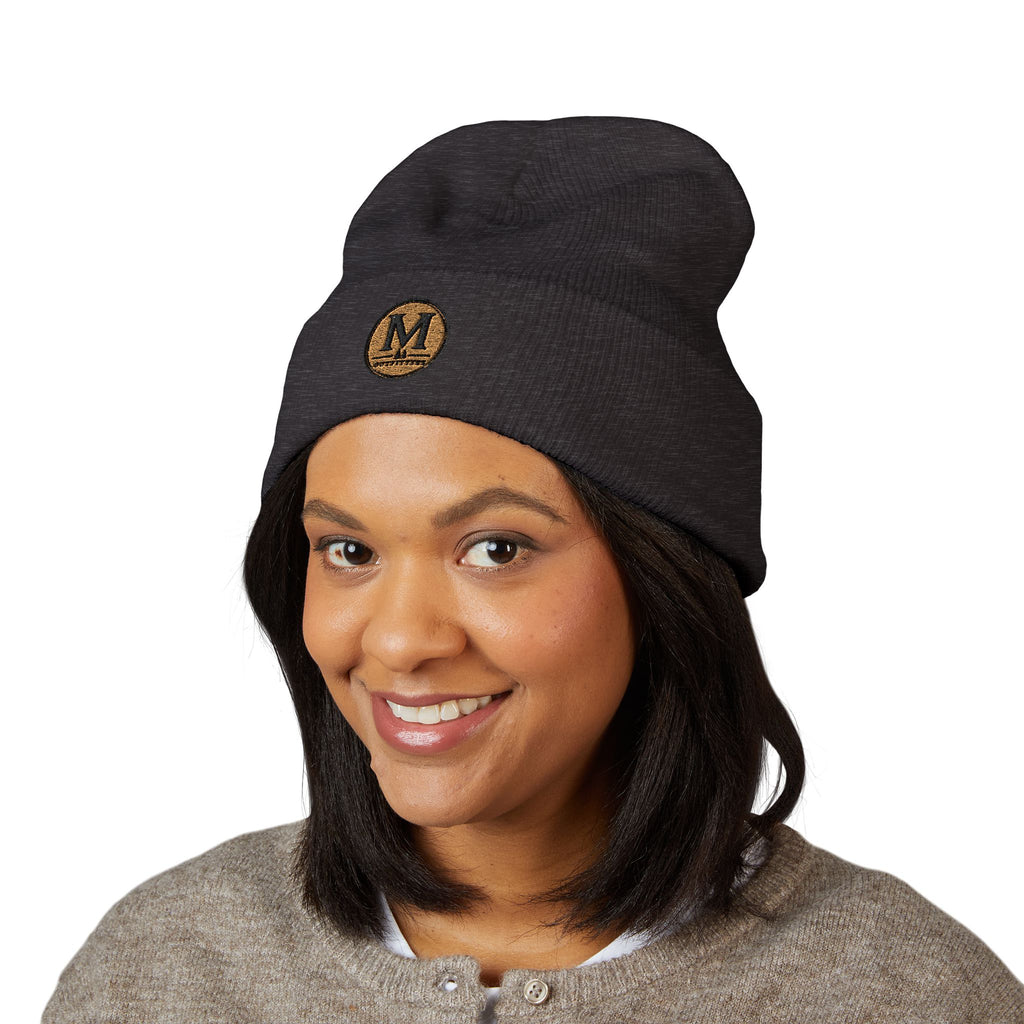 Embroidered Monogram Cuffed Beanie – Classic Knit Winter Hat