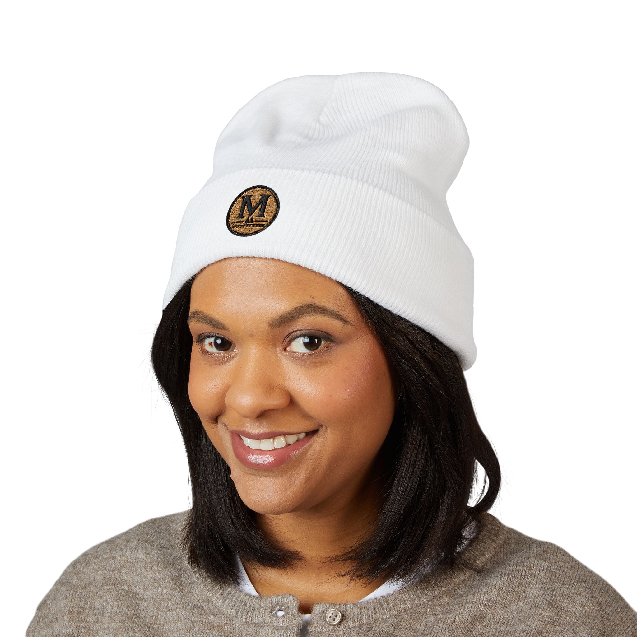 Embroidered Monogram Cuffed Beanie – Classic Knit Winter Hat
