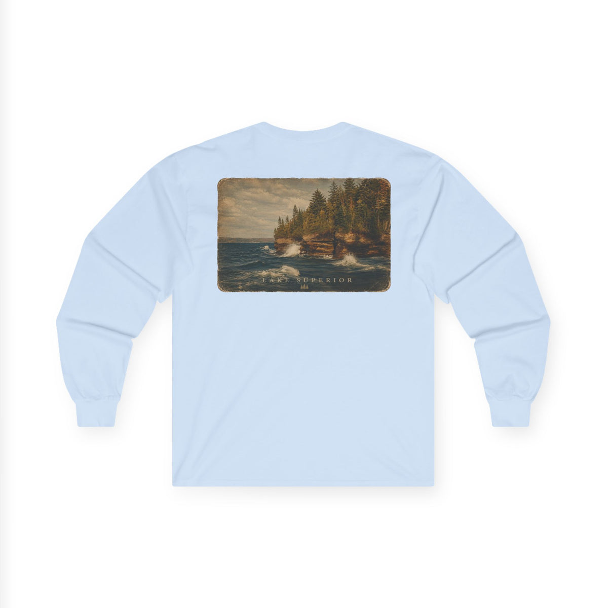 Long Sleeve Tee — Coastal Cabin Landscape Back Print