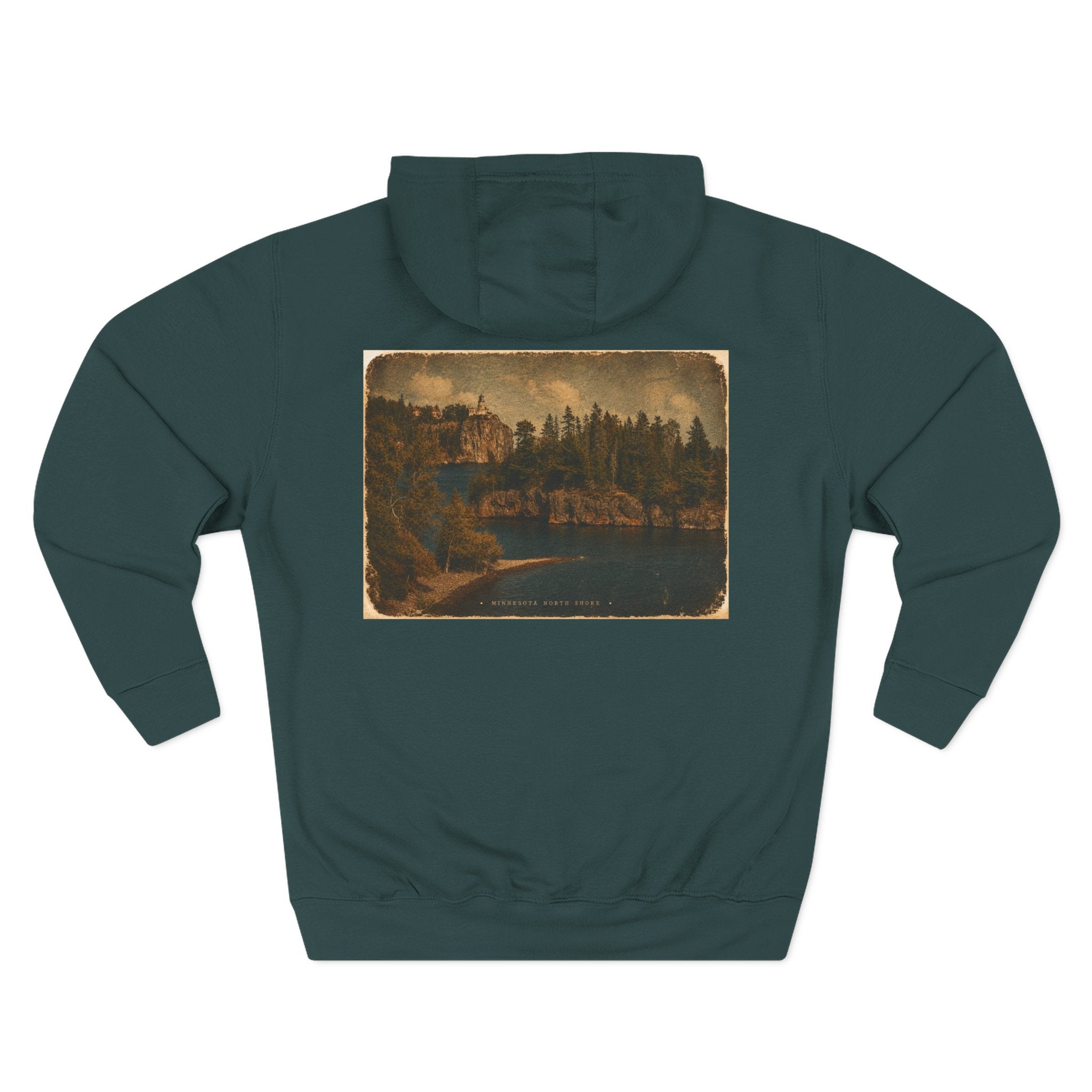 Vintage Lakeside Hoodie — Rustic Cabin Nature Graphic