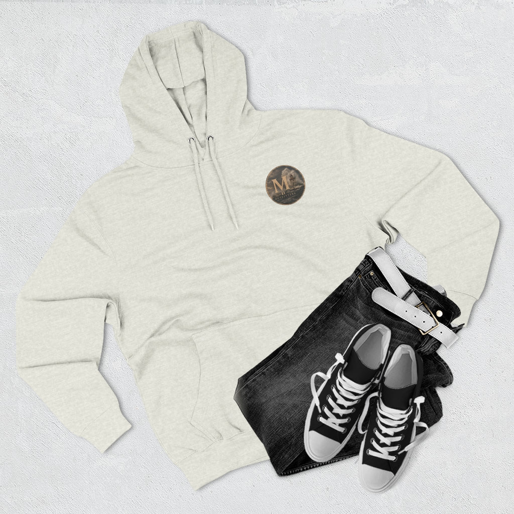 Minimal Monogram Circle Hoodie — Subtle Gold "M" Chest Logo