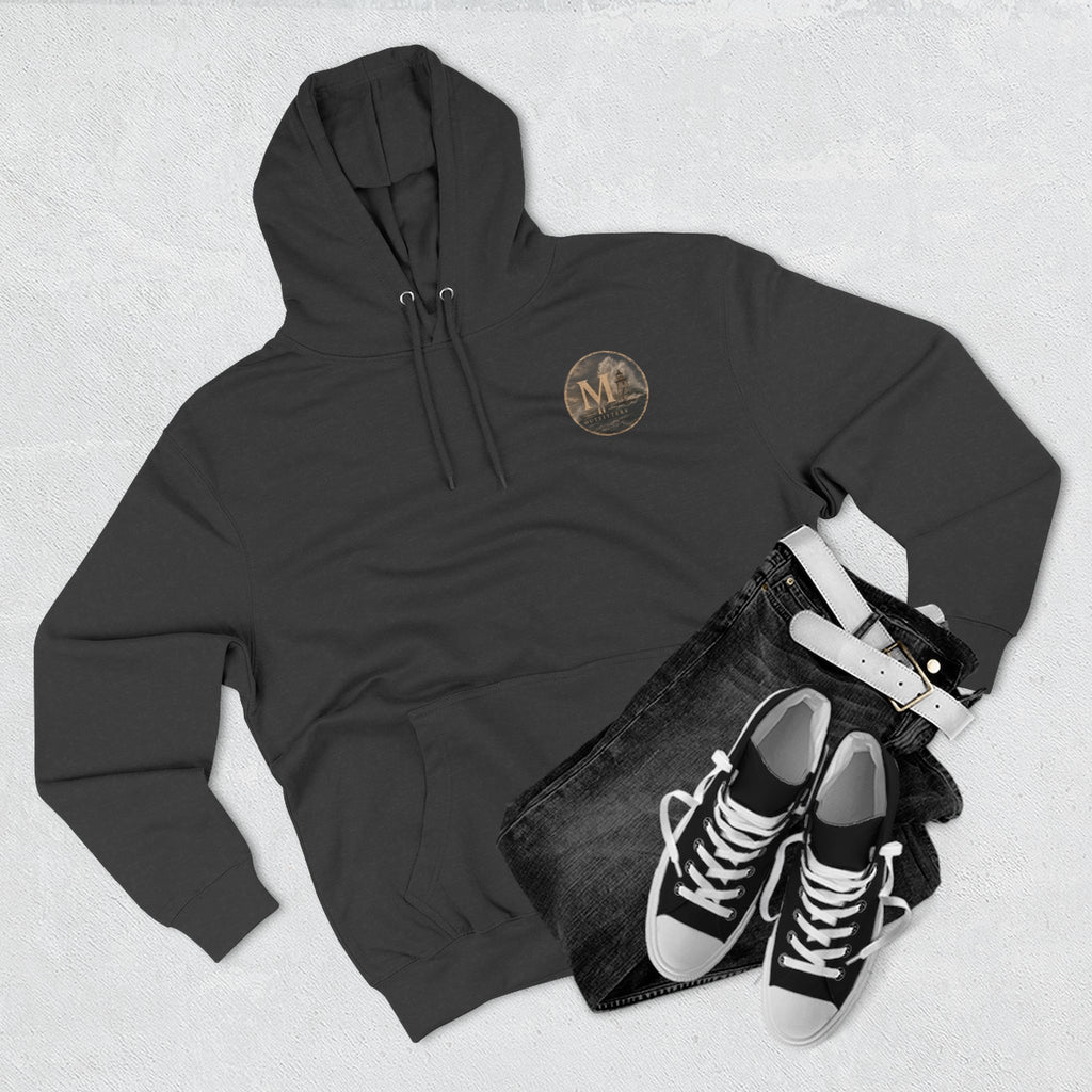 Minimal Monogram Circle Hoodie — Subtle Gold "M" Chest Logo