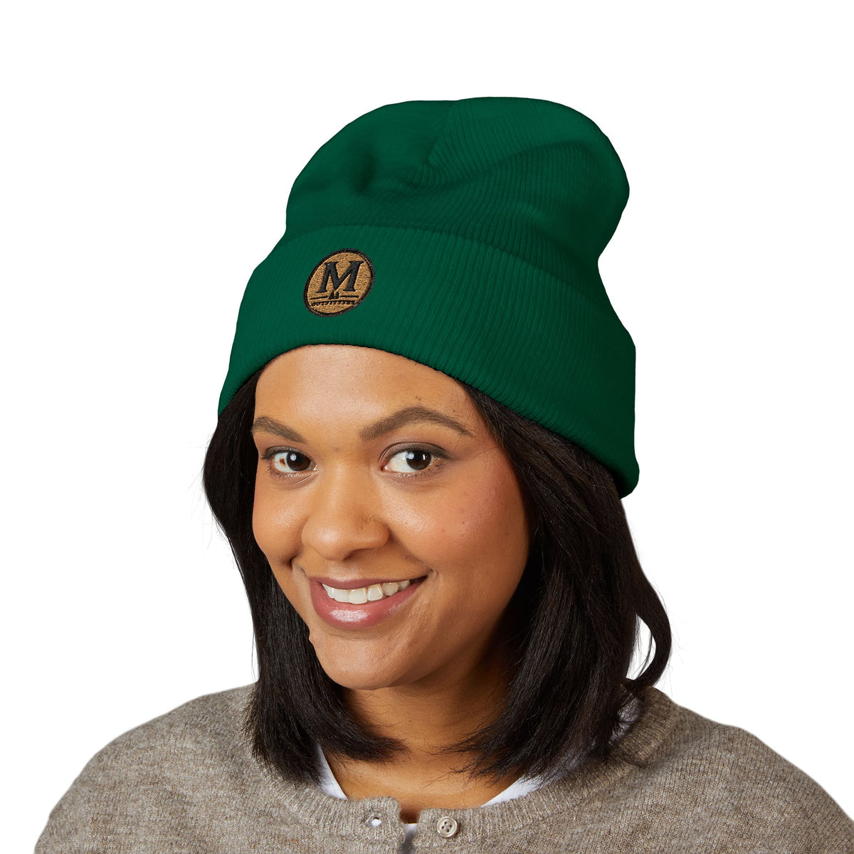 Embroidered Monogram Cuffed Beanie – Classic Knit Winter Hat